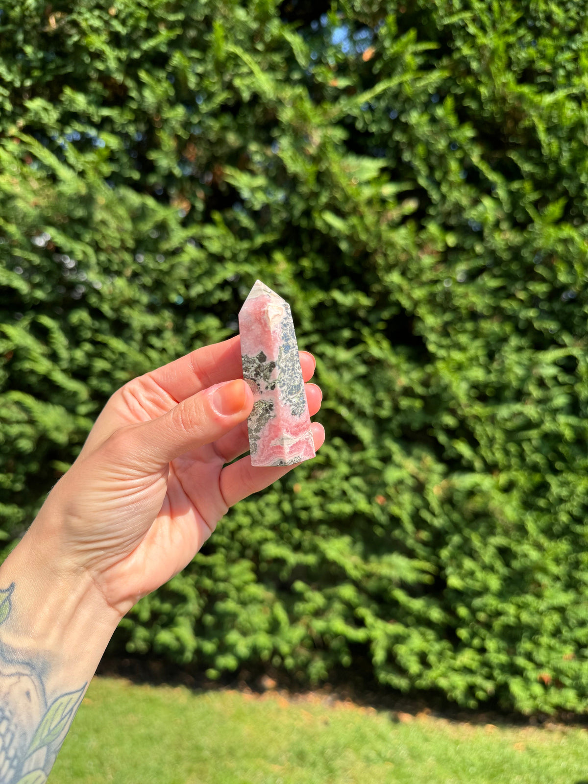Rhodochrosite Crystal Tower • Polished Pink Heart Chakra Stone Point, Spiritual Decor