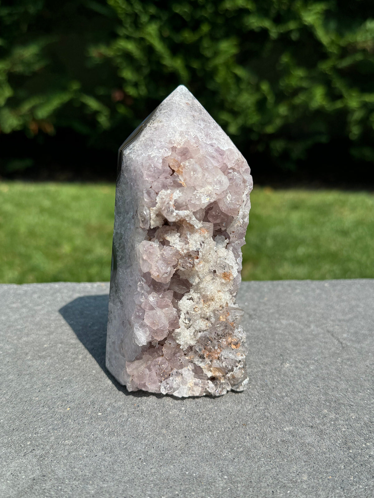 Purple Amethyst Crystal Tower • Banded Sugar Druzy • Polished Point Healing Stone