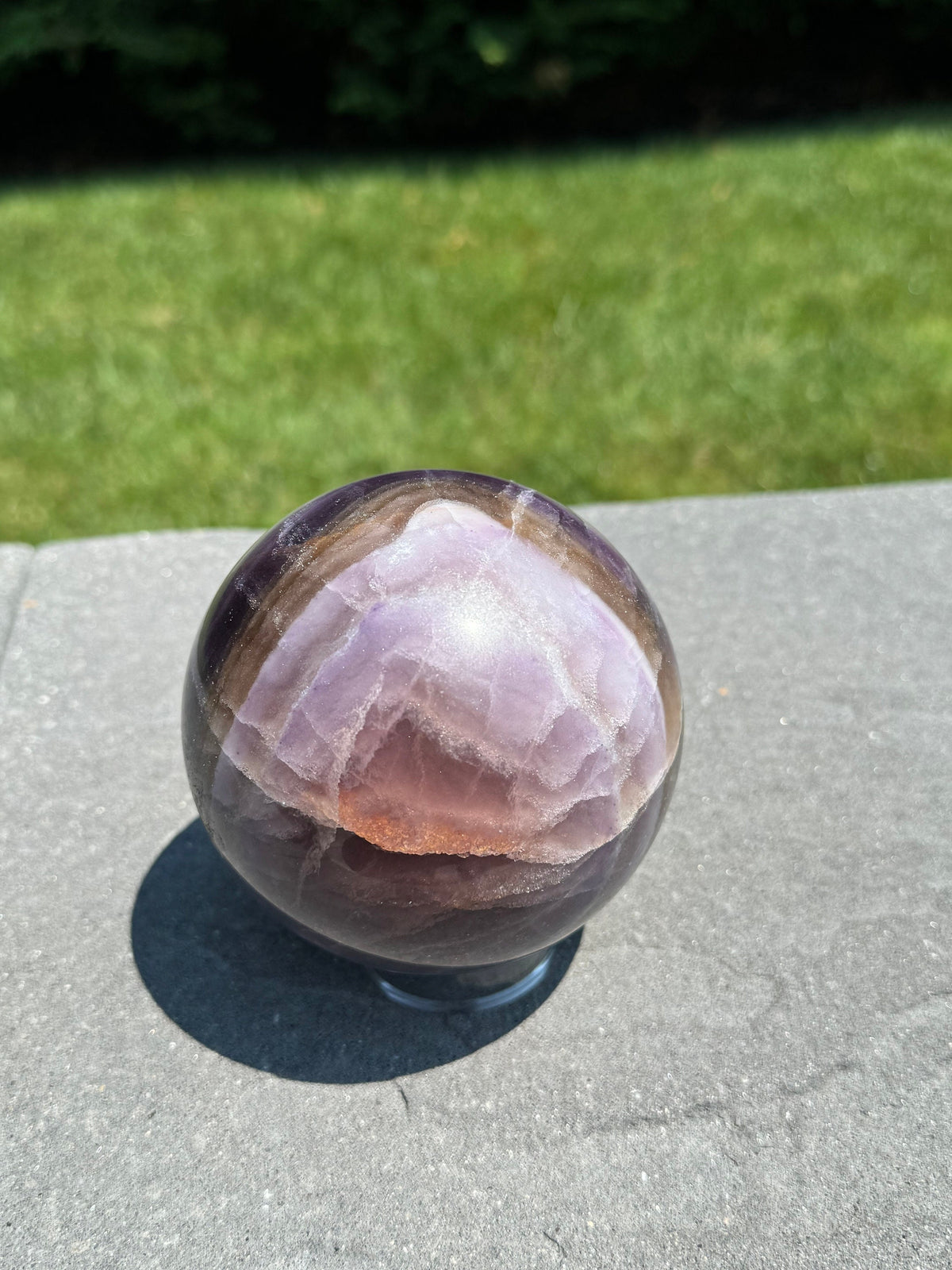 Purple Banded Fluorite Crystal Sphere • 94mm • Polished Healing Crystal Orb • Mineral Specimen • Spiritual Decor