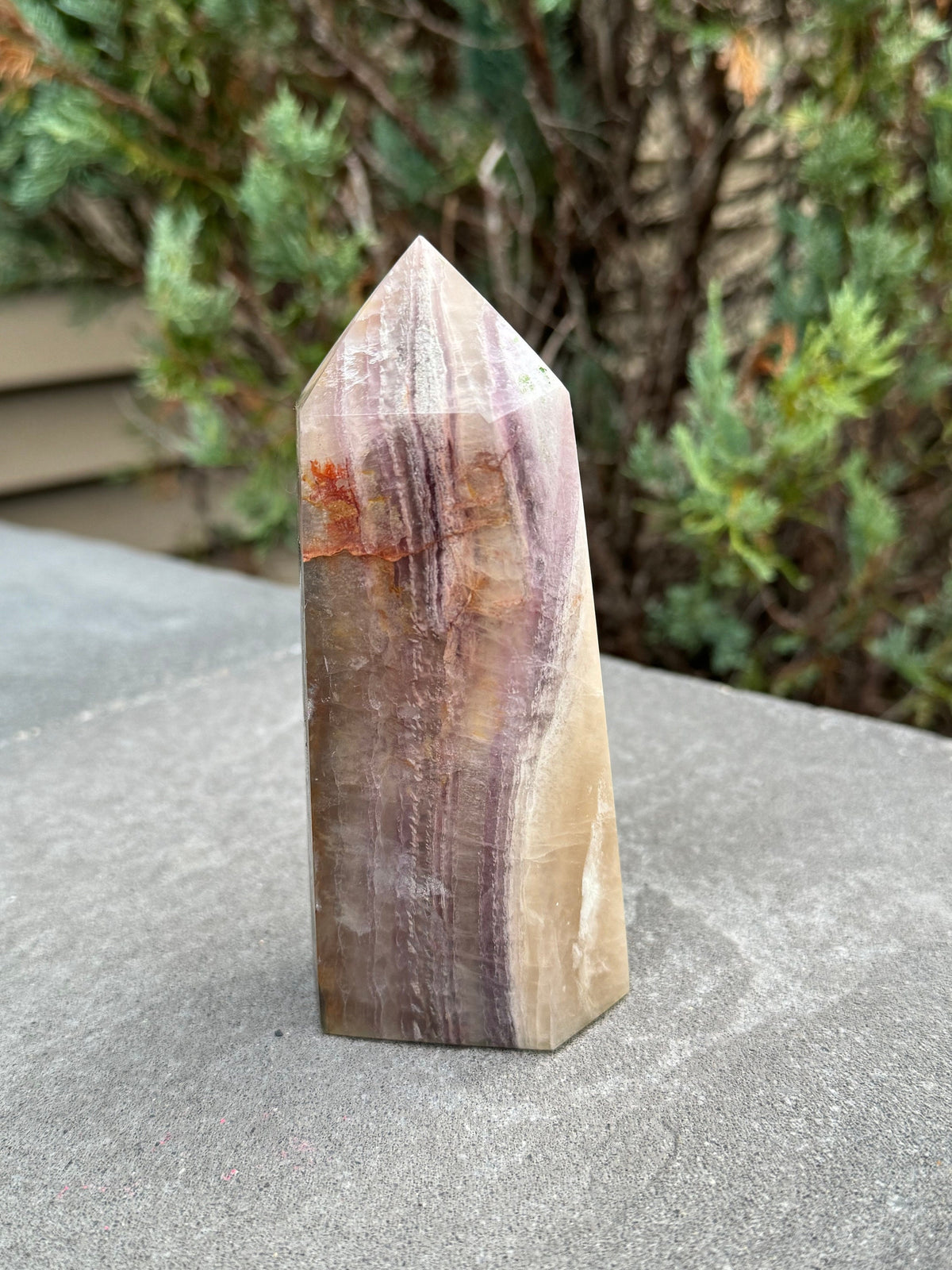 Banded Feather Fluorite Tower • Natural Crystal Decor, Healing Stone, Polished Point