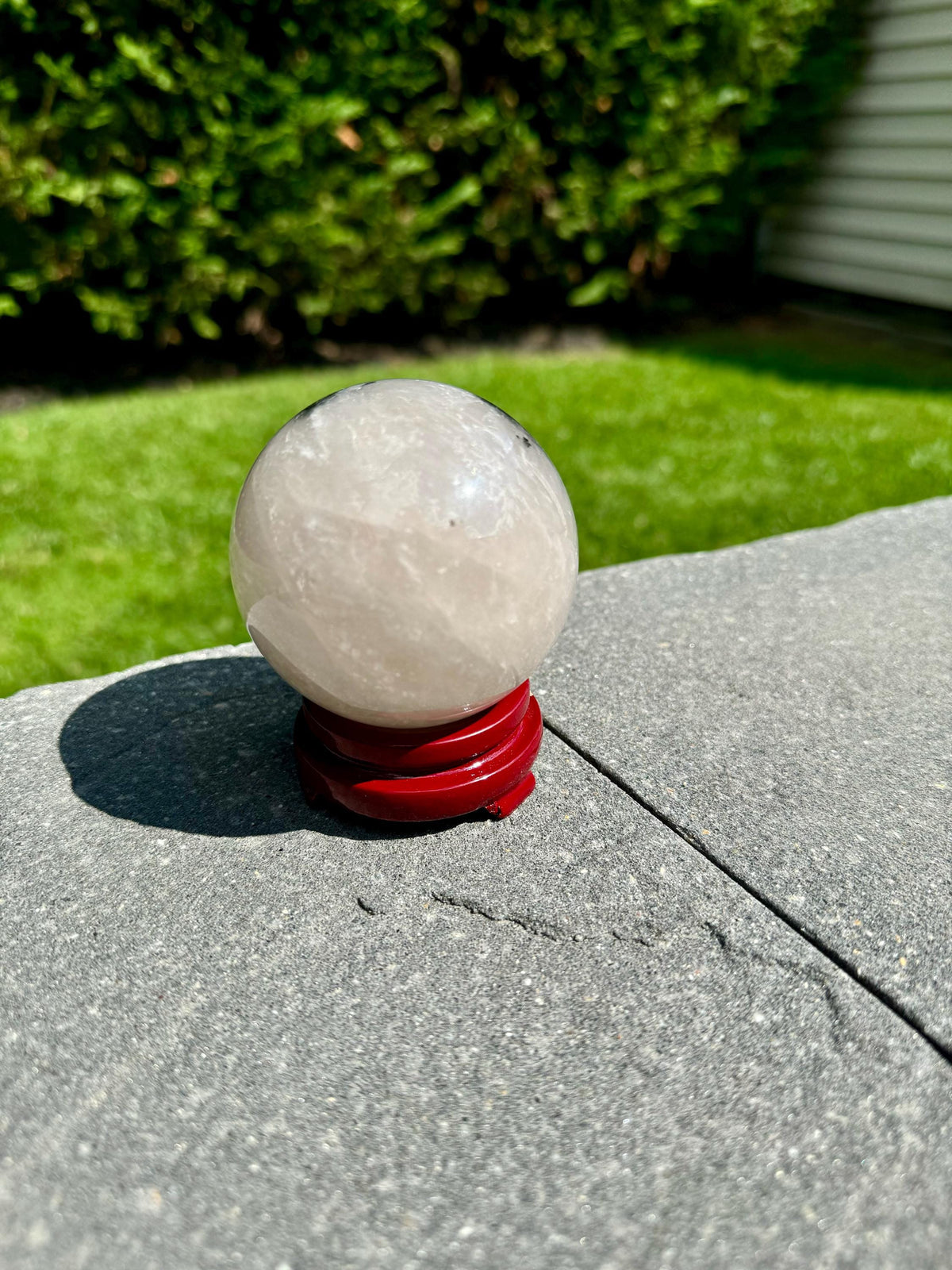 Tourmalated Quartz Crystal Sphere, Black Tourmaline Inclusions, Protection Stone Decor (63mm)
