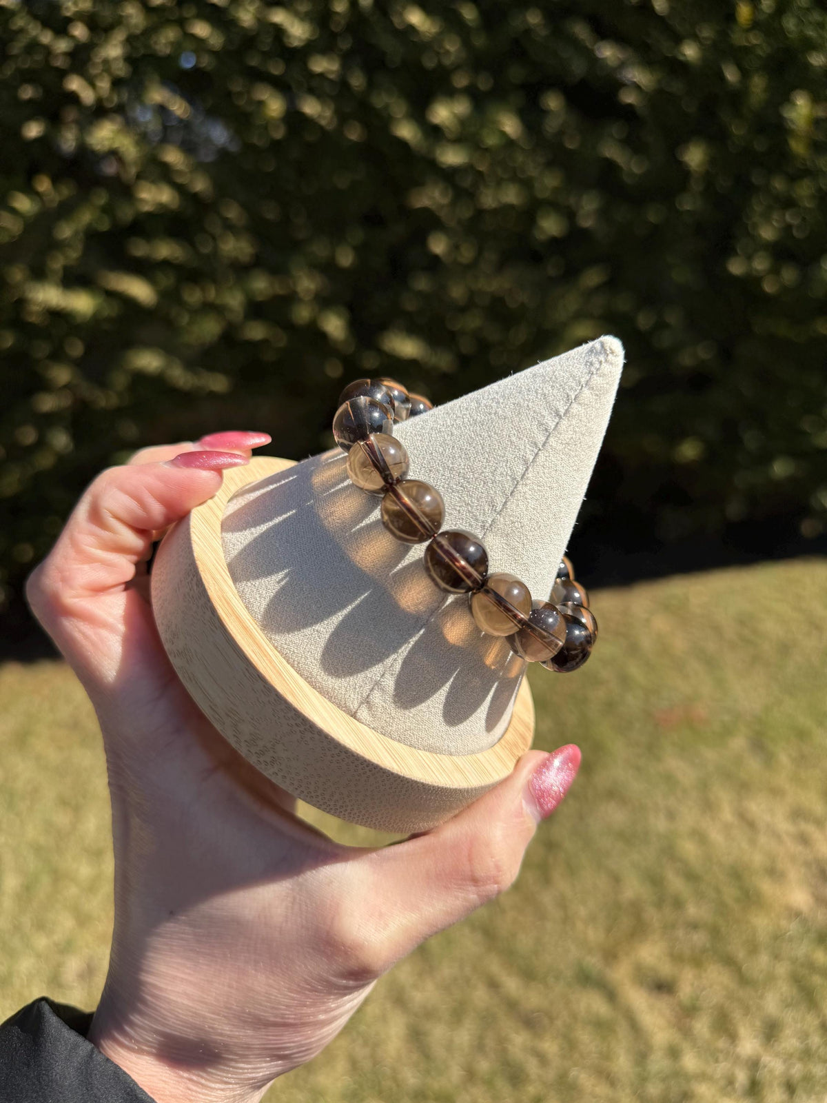 Smoky Quartz Beaded Bracelet • 12mm Natural Crystal • Grounding Stone • Healing Bracelet • Protection Jewelry