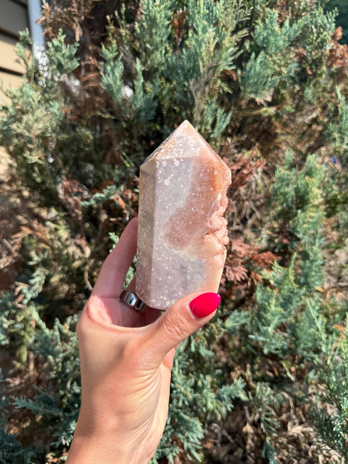 Pink Amethyst Druzy Tower • Sparkly Crystal Point • Healing Stone • Spiritual Decor • Quartz Tower