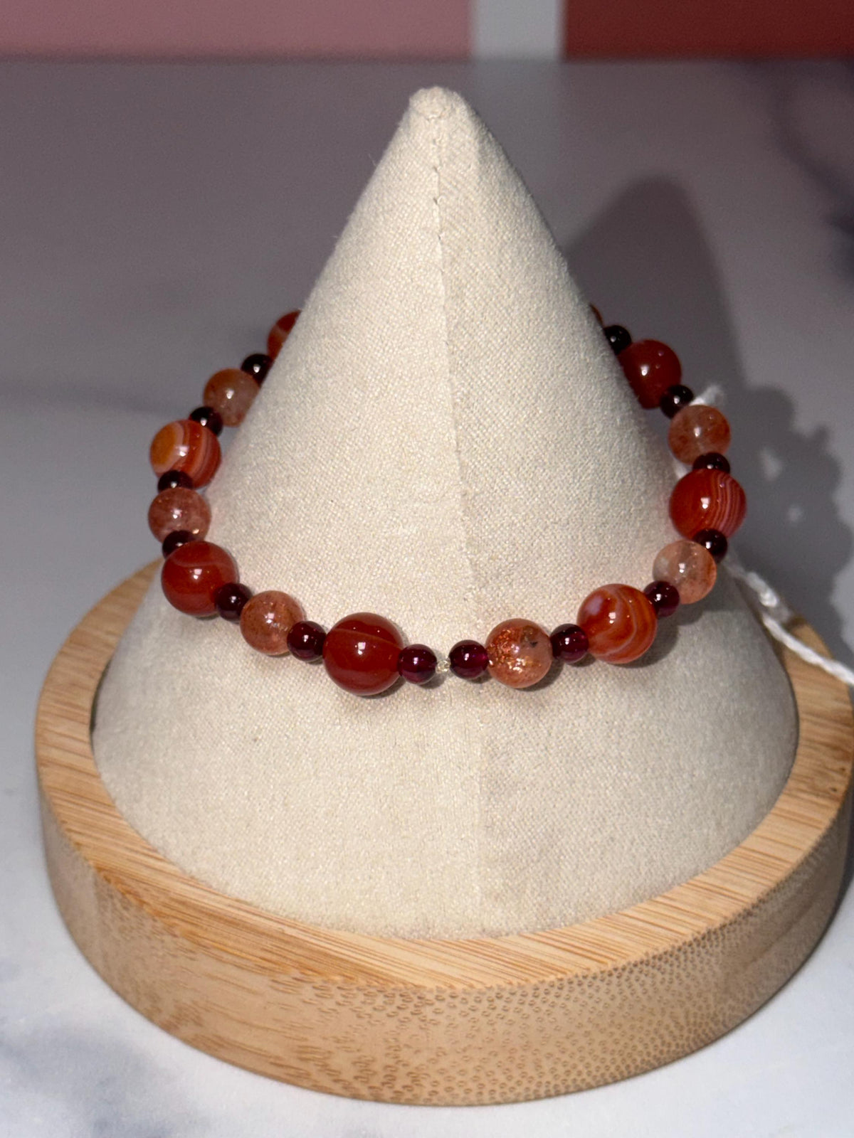 Carnelian, Fire Quartz, Garnet Beaded Bracelet, Earth Tone Gemstone Jewelry