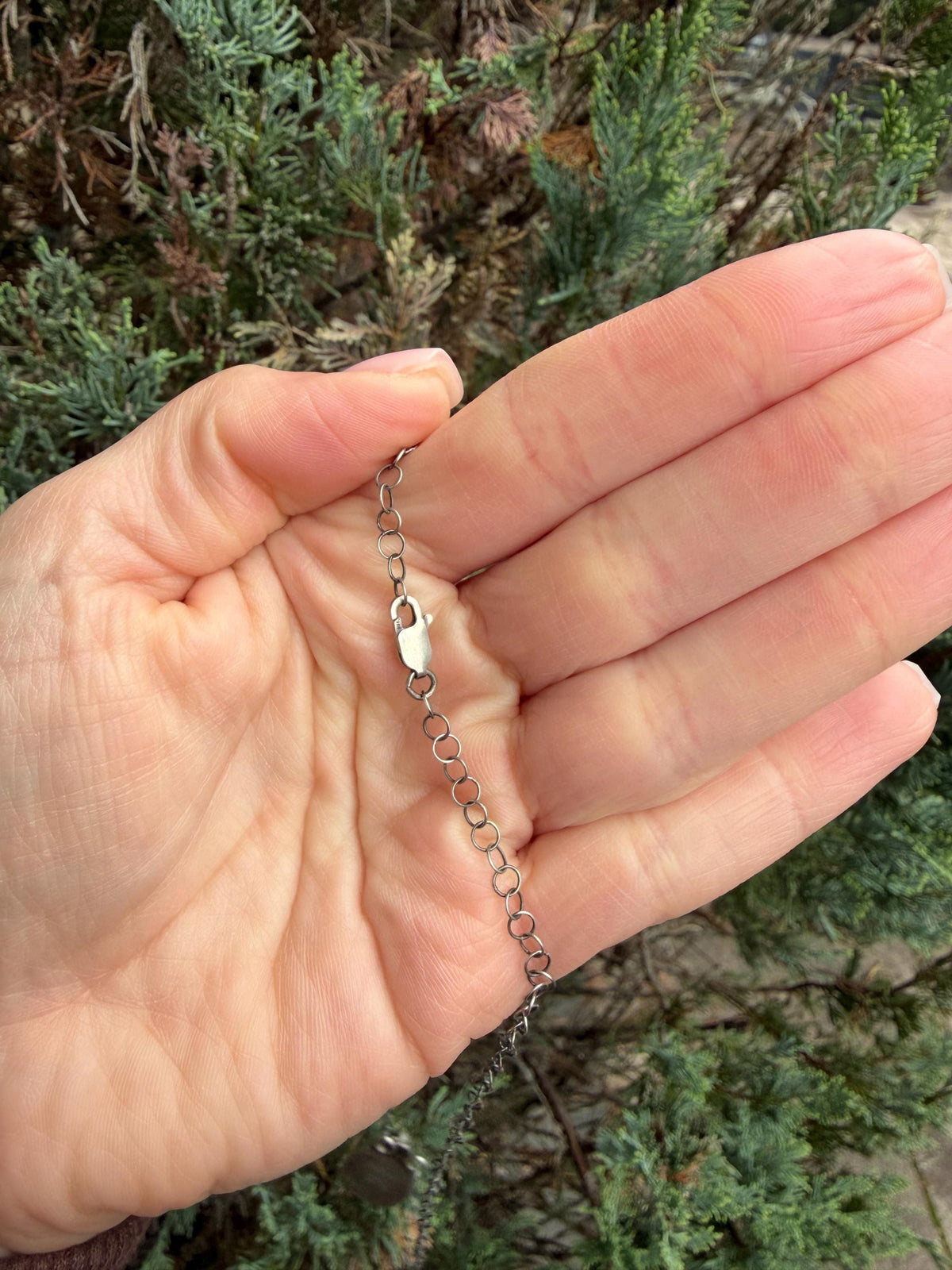 Sonoran Gold Turquoise Teardrop Bar Necklace, Sterling Silver, Southwest Artisan Stamped, 19.5 Inch Chain