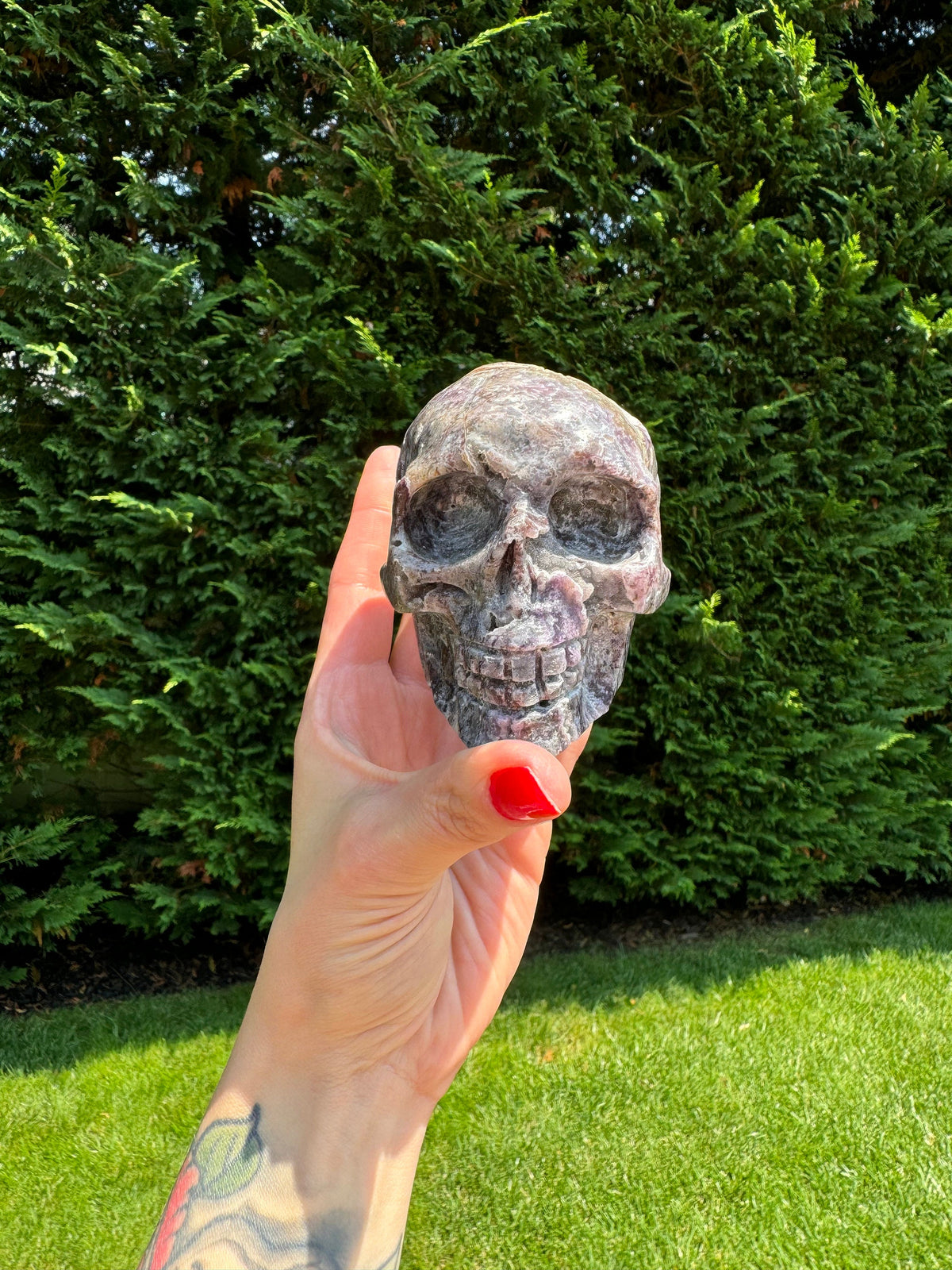 Purple Sphalerite Druzy Crystal Skull • Hand Carved Gemstone Spiritual Decor