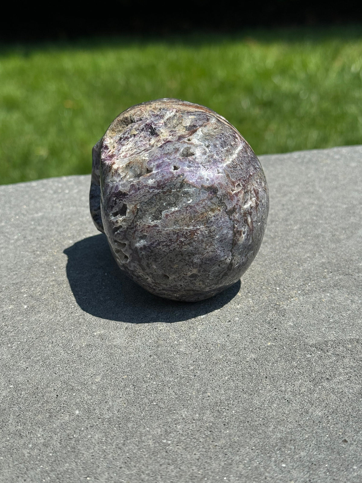 Purple Sphalerite Druzy Crystal Skull • Hand Carved Gemstone Spiritual Decor