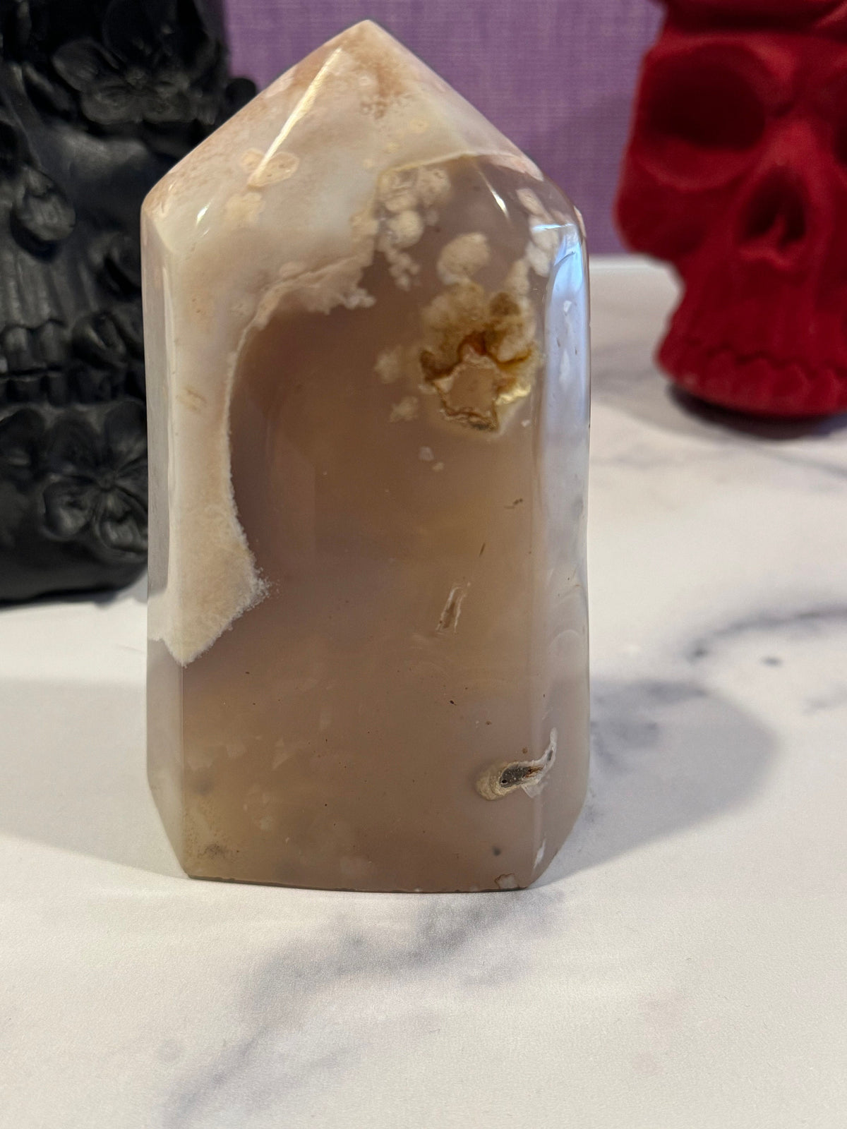 XL Pink Amethyst Flower Agate Crystal Tower • Brazilian Druzy Point, Polished Mineral Specimen