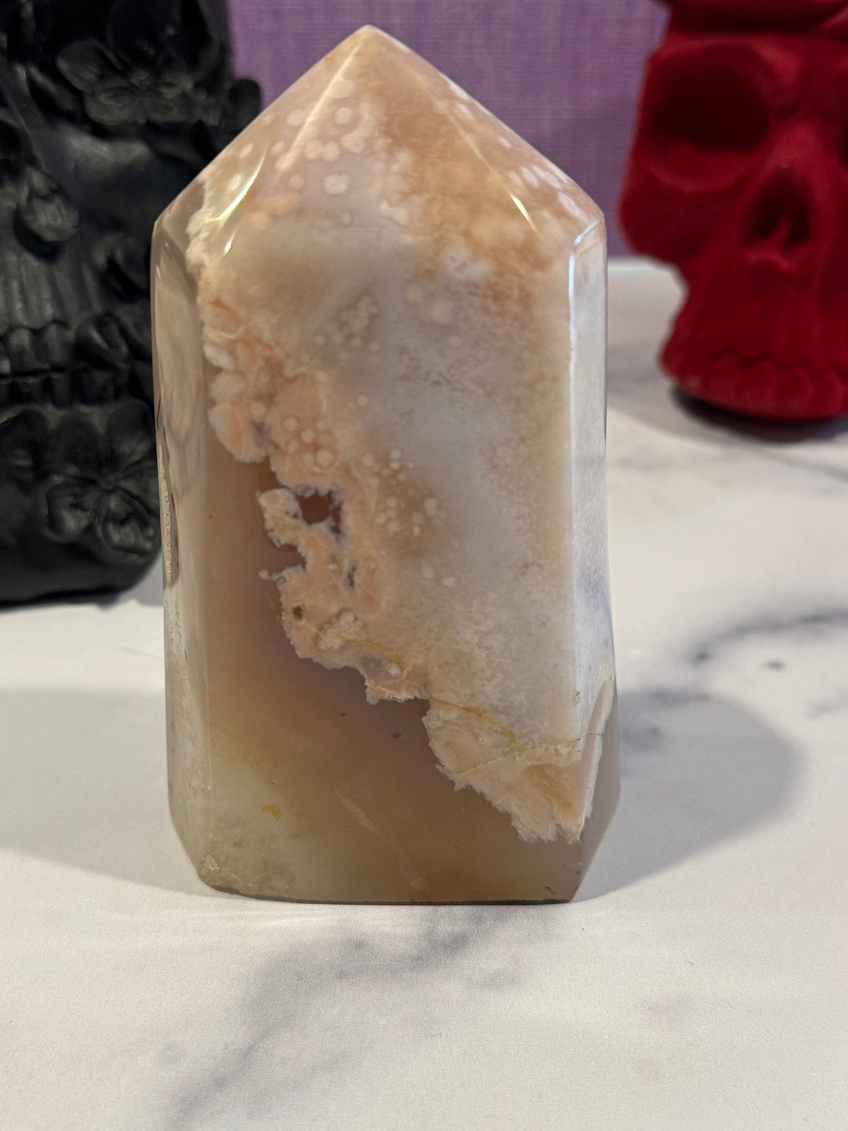 XL Pink Amethyst Flower Agate Crystal Tower • Brazilian Druzy Point, Polished Mineral Specimen