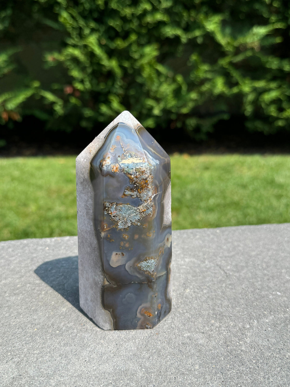 Purple Amethyst Crystal Tower • Banded Sugar Druzy • Polished Point Healing Stone