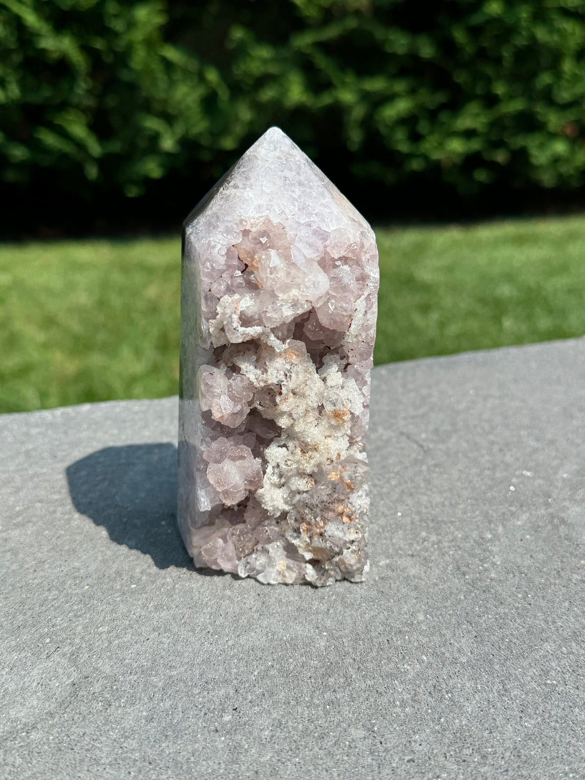 Purple Amethyst Crystal Tower • Banded Sugar Druzy • Polished Point Healing Stone