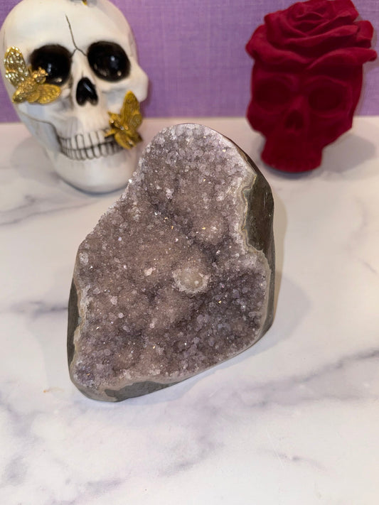 purple pink amethyst cut base crystal stalactite
