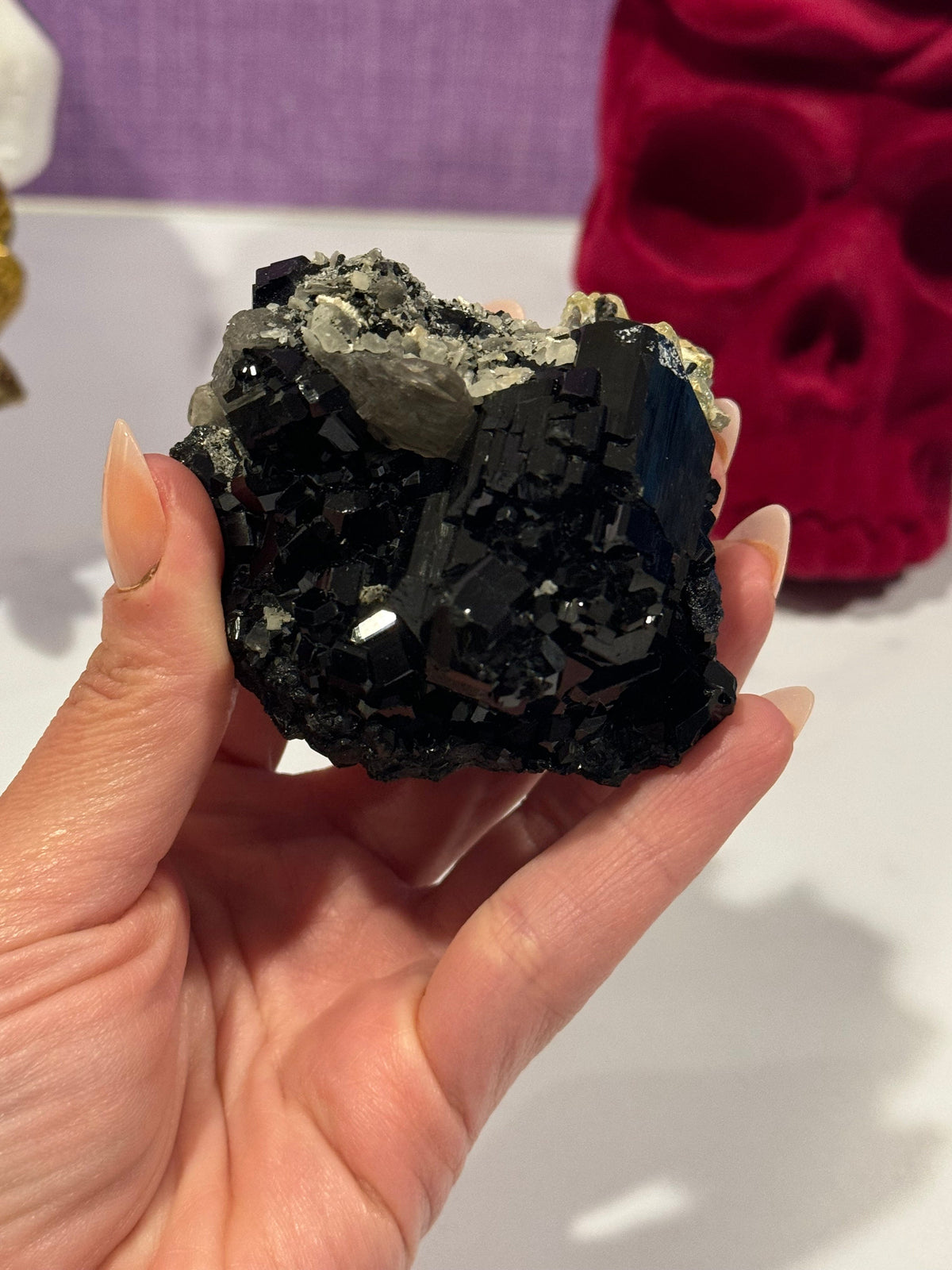 Black Tourmaline & Feldspar Specimen • Protective Grounding Crystal • Natural Mineral • Healing Stone • Collector Piece