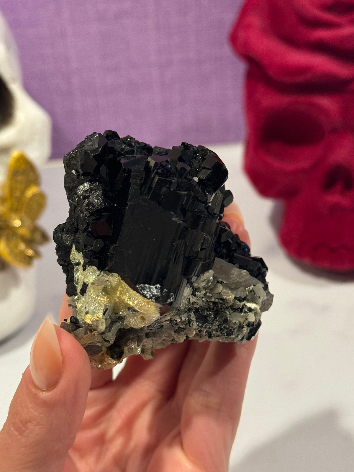 Black Tourmaline & Feldspar Specimen • Protective Grounding Crystal • Natural Mineral • Healing Stone • Collector Piece