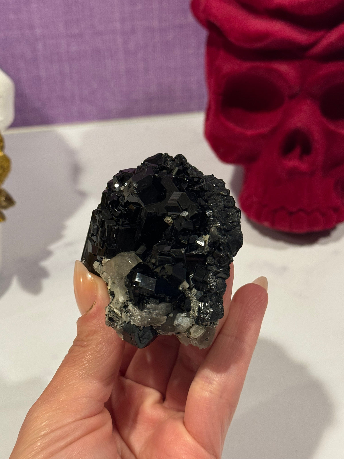 Black Tourmaline & Feldspar Specimen • Protective Grounding Crystal • Natural Mineral • Healing Stone • Collector Piece