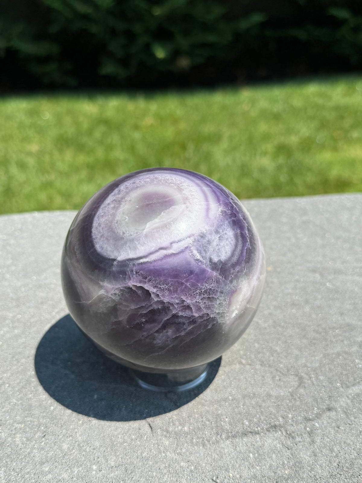 Purple Banded Fluorite Crystal Sphere • 94mm • Polished Healing Crystal Orb • Mineral Specimen • Spiritual Decor