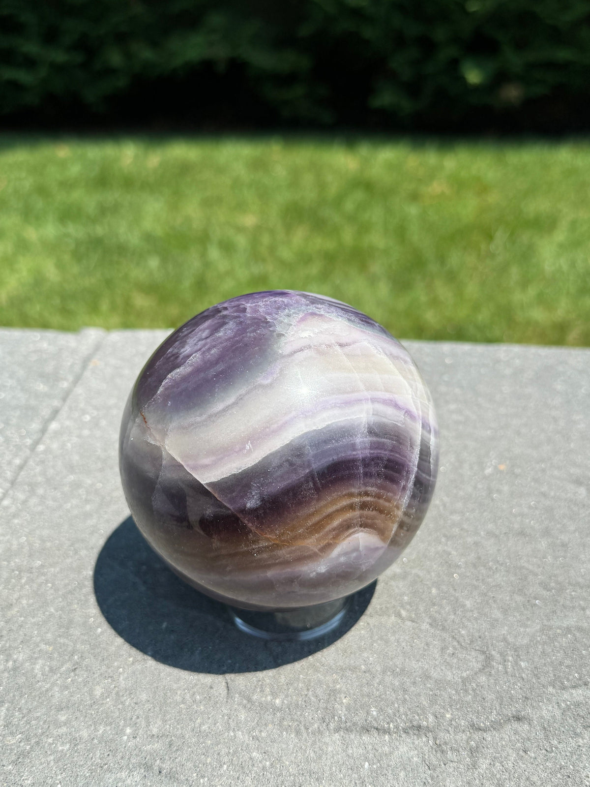 Purple Banded Fluorite Crystal Sphere • 94mm • Polished Healing Crystal Orb • Mineral Specimen • Spiritual Decor