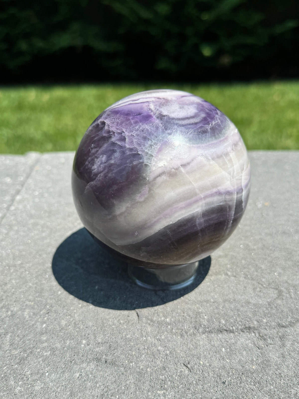 Purple Banded Fluorite Crystal Sphere • 94mm • Polished Healing Crystal Orb • Mineral Specimen • Spiritual Decor