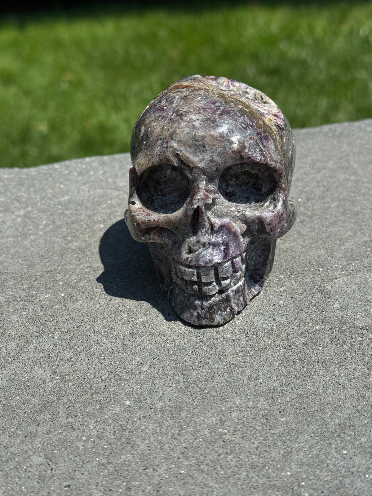 Purple Sphalerite Druzy Crystal Skull • Hand Carved Gemstone Spiritual Decor