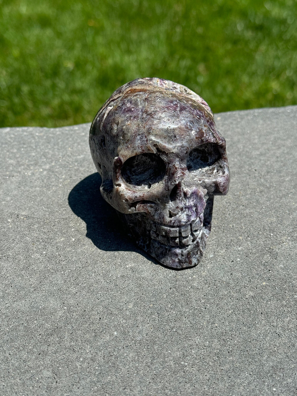 Purple Sphalerite Druzy Crystal Skull • Hand Carved Gemstone Spiritual Decor