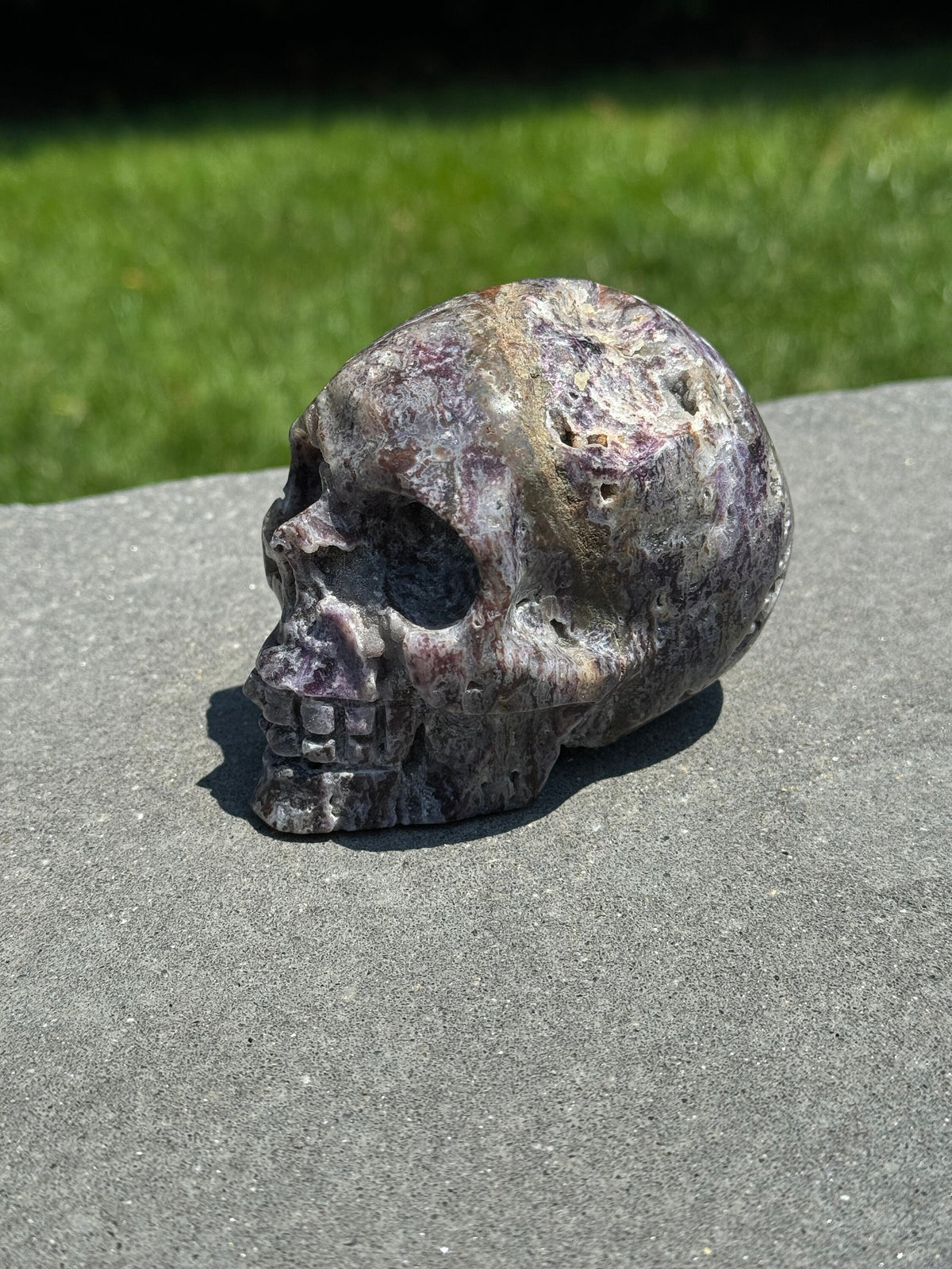 Purple Sphalerite Druzy Crystal Skull • Hand Carved Gemstone Spiritual Decor