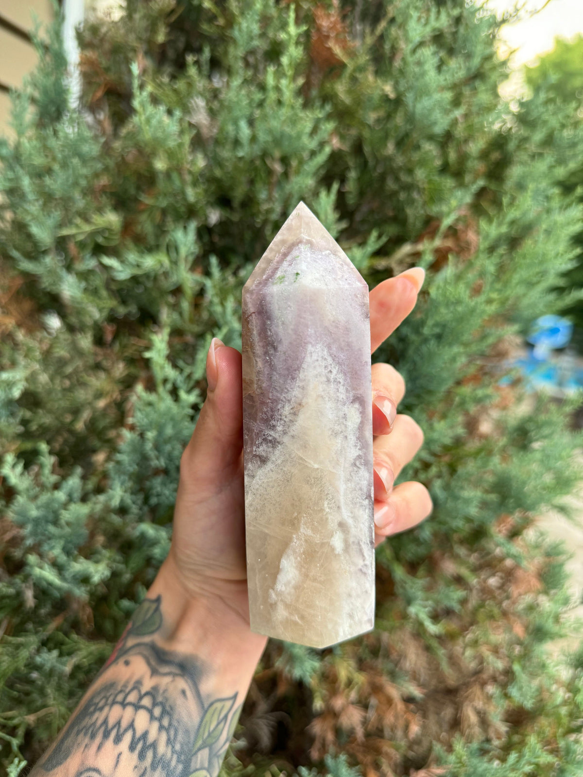 Banded Feather Fluorite Tower • Natural Crystal Decor, Healing Stone, Polished Point
