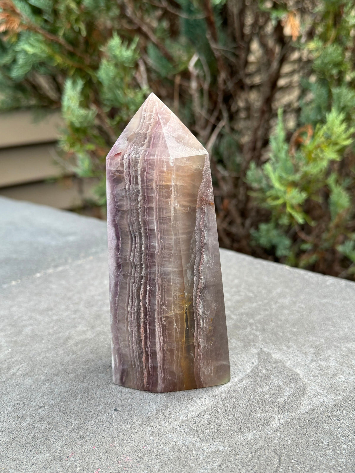Large Banded Feather Fluorite Tower w/ Inclusions – Natural Fluorite, Healing Crystal Decor, Spiritual Journey, Reiki Energy Work, Healer