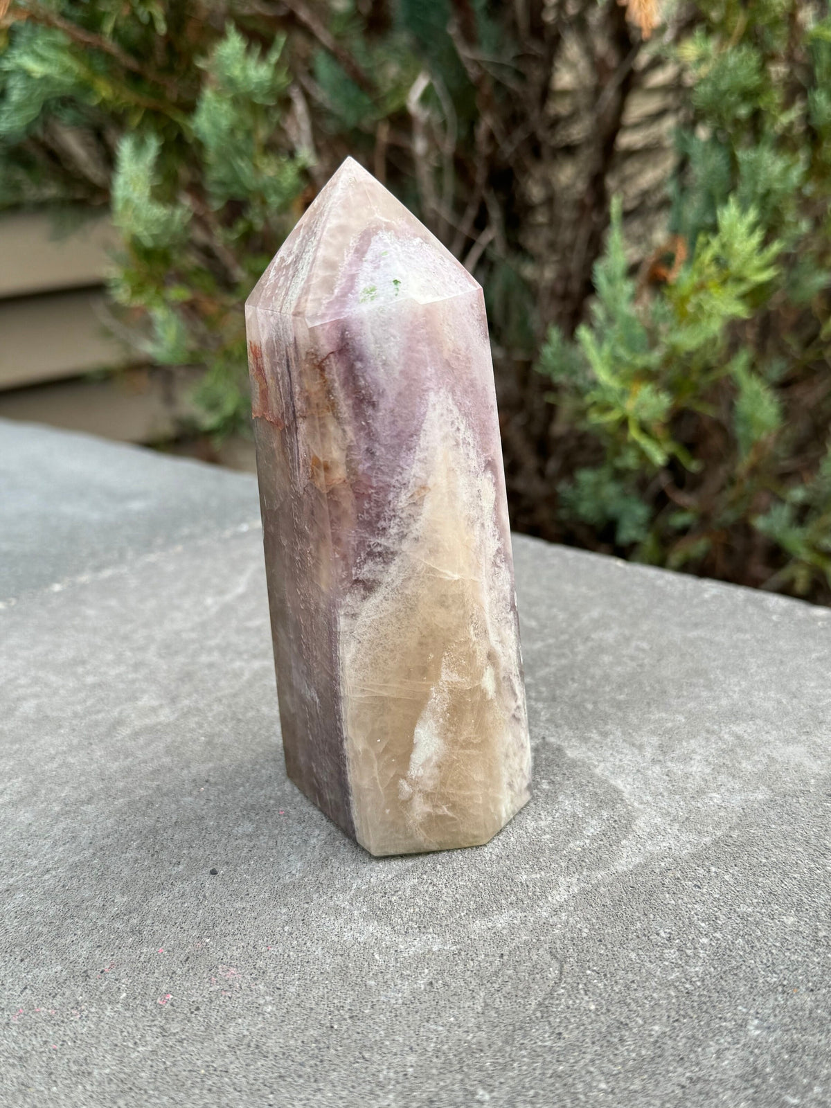 Banded Feather Fluorite Tower • Natural Crystal Decor, Healing Stone, Polished Point
