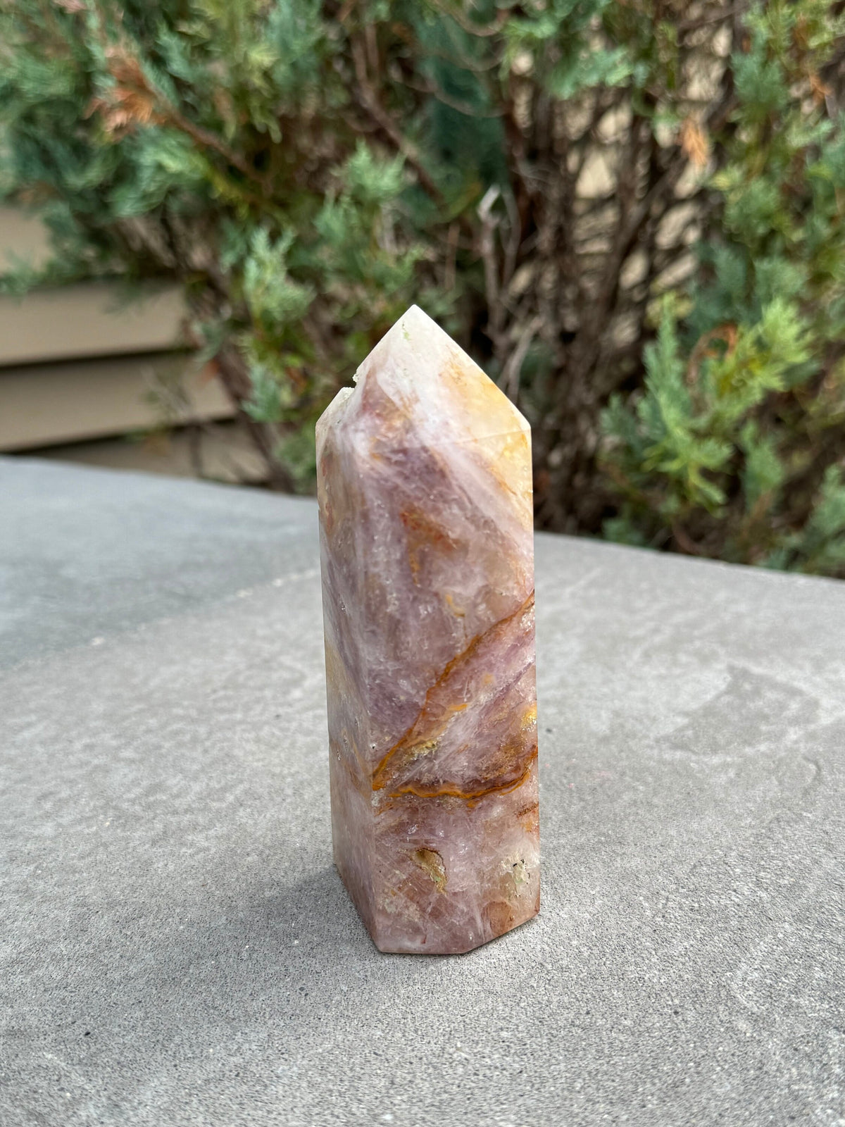 Large Feather Fluorite Crystal Tower • Banded Healing Stone • Polished Point • Spiritual Decor