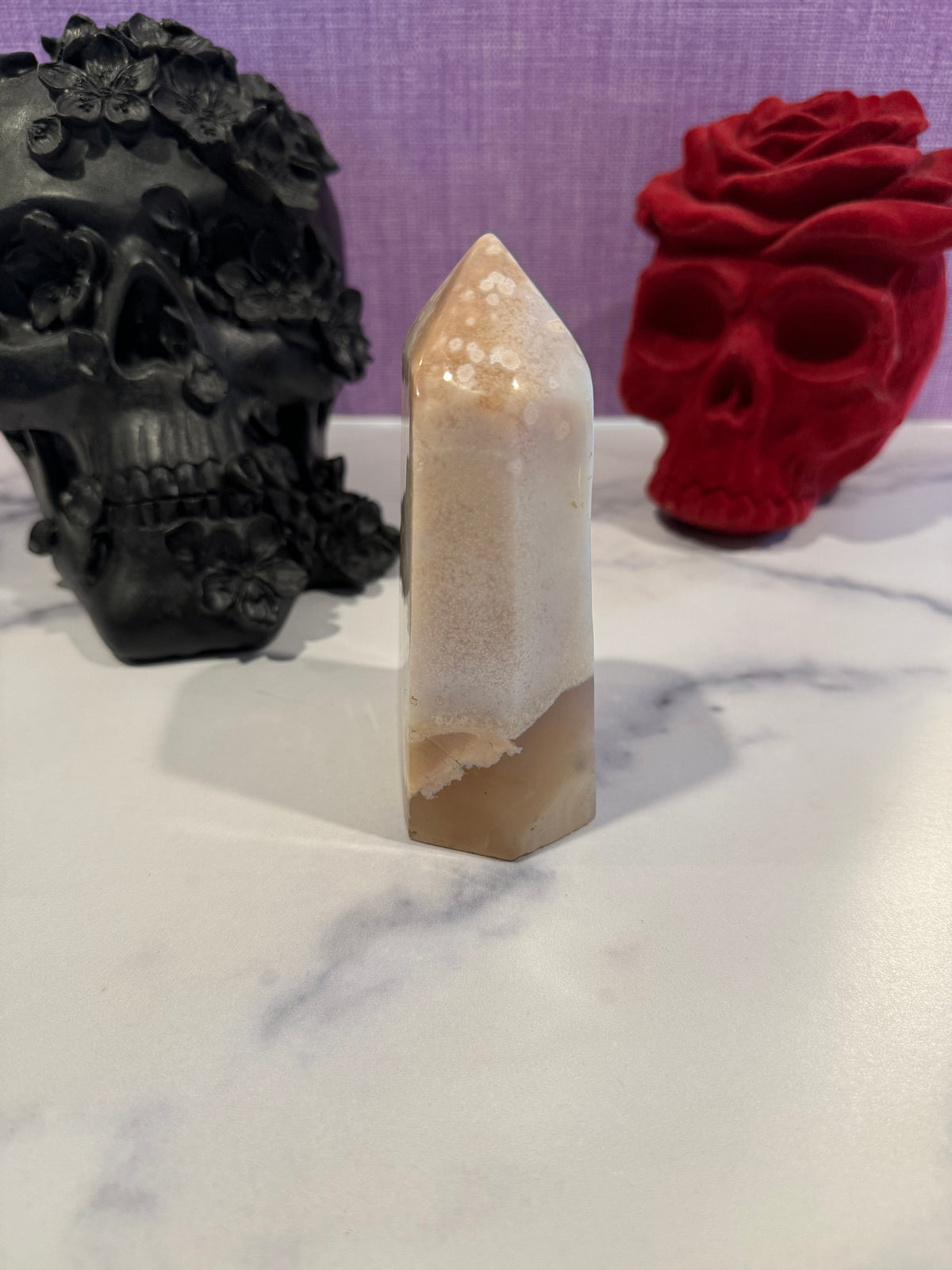 XL Pink Amethyst Flower Agate Crystal Tower • Brazilian Druzy Point, Polished Mineral Specimen