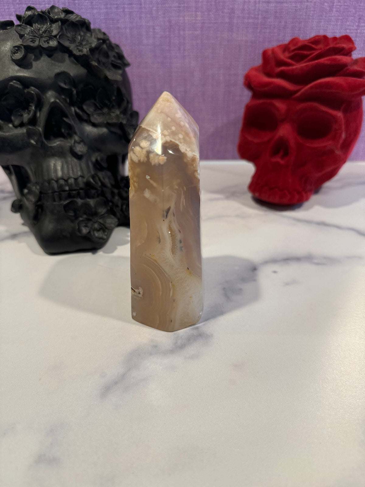 XL Pink Amethyst Flower Agate Crystal Tower • Brazilian Druzy Point, Polished Mineral Specimen