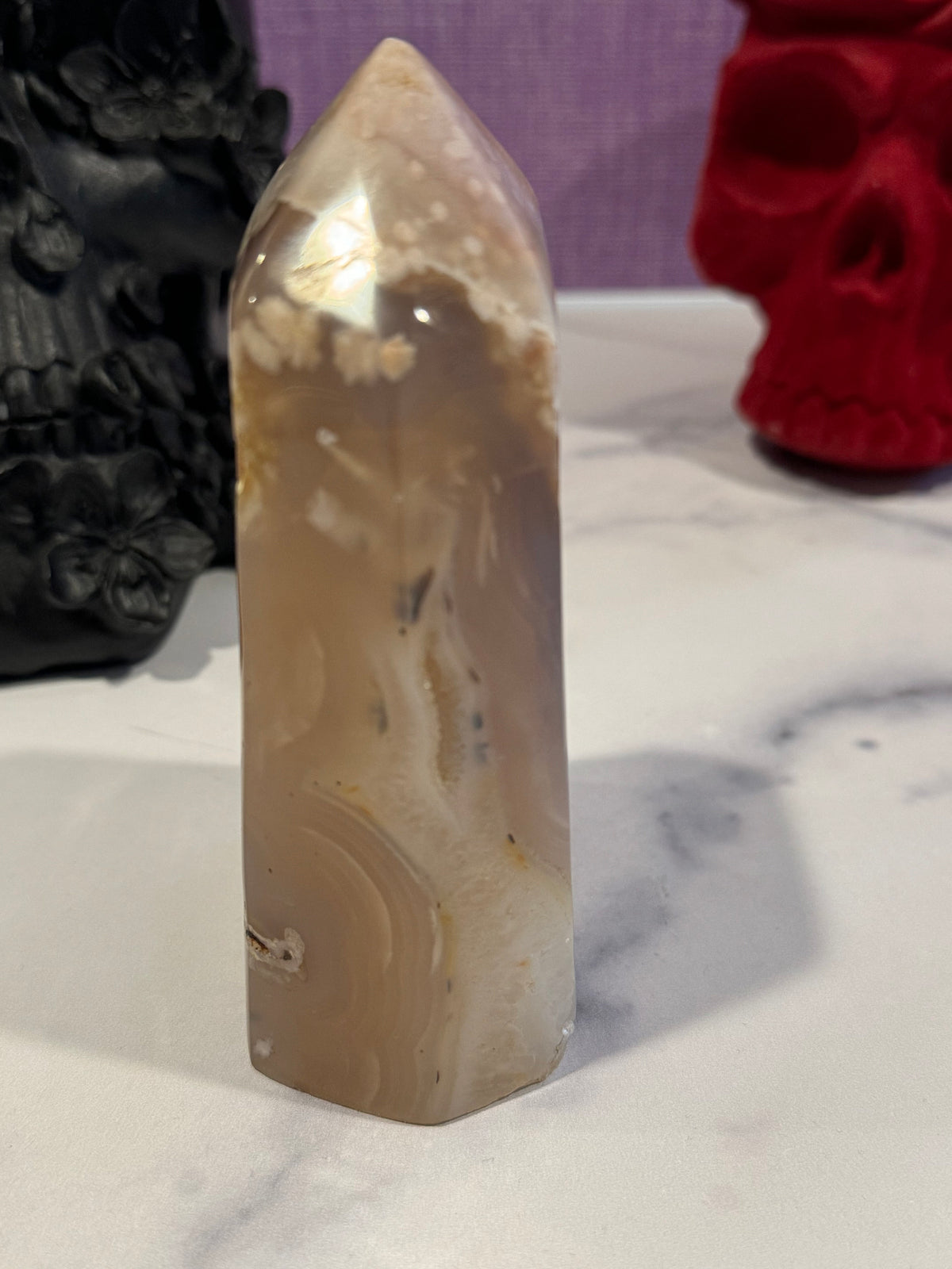 XL Pink Amethyst Flower Agate Crystal Tower • Brazilian Druzy Point, Polished Mineral Specimen