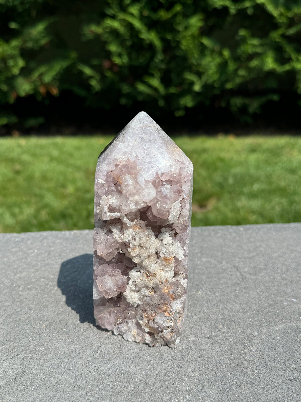 Purple Amethyst Crystal Tower • Banded Sugar Druzy • Polished Point Healing Stone
