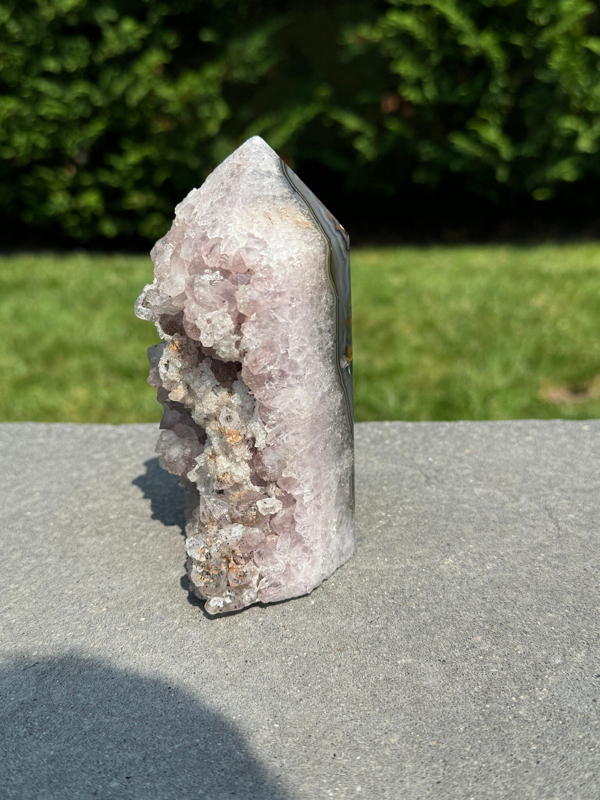 Purple Amethyst Crystal Tower • Banded Sugar Druzy • Polished Point Healing Stone