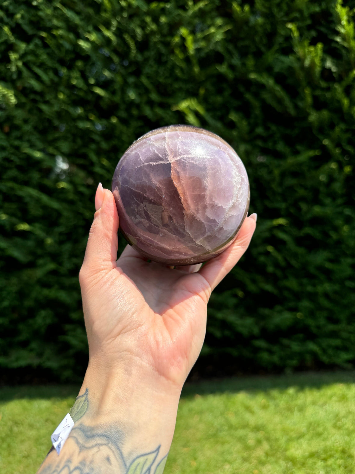 Purple Banded Fluorite Crystal Sphere • 94mm • Polished Healing Crystal Orb • Mineral Specimen • Spiritual Decor
