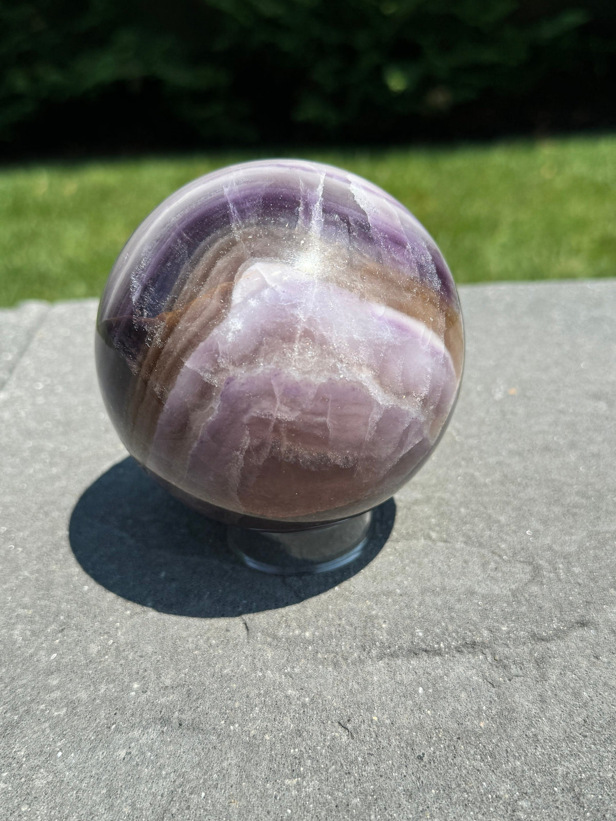 Purple Banded Fluorite Crystal Sphere • 94mm • Polished Healing Crystal Orb • Mineral Specimen • Spiritual Decor