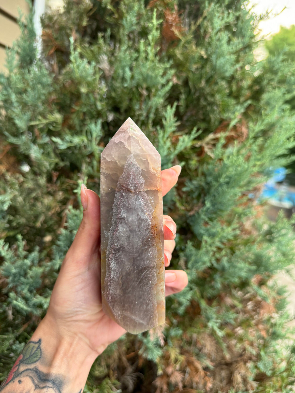 Banded Feather Fluorite Tower • Natural Crystal Decor, Healing Stone, Polished Point