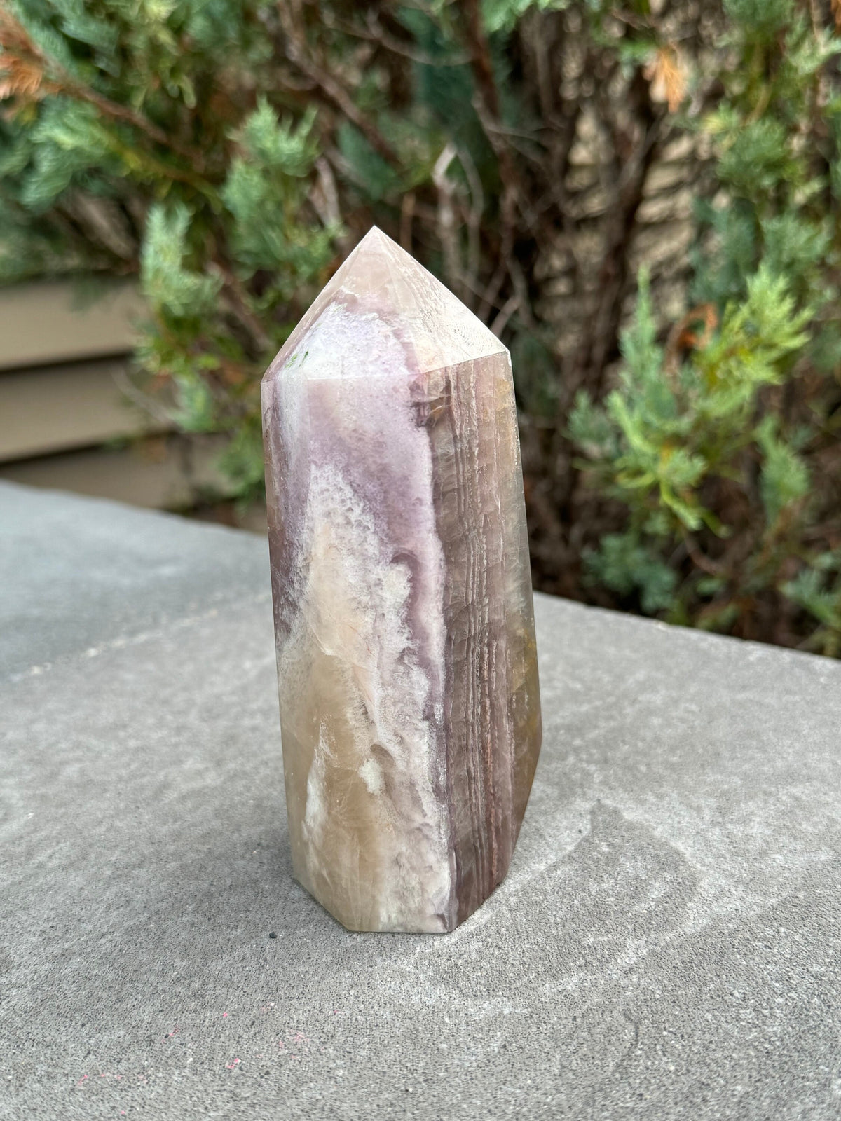 Banded Feather Fluorite Tower • Natural Crystal Decor, Healing Stone, Polished Point