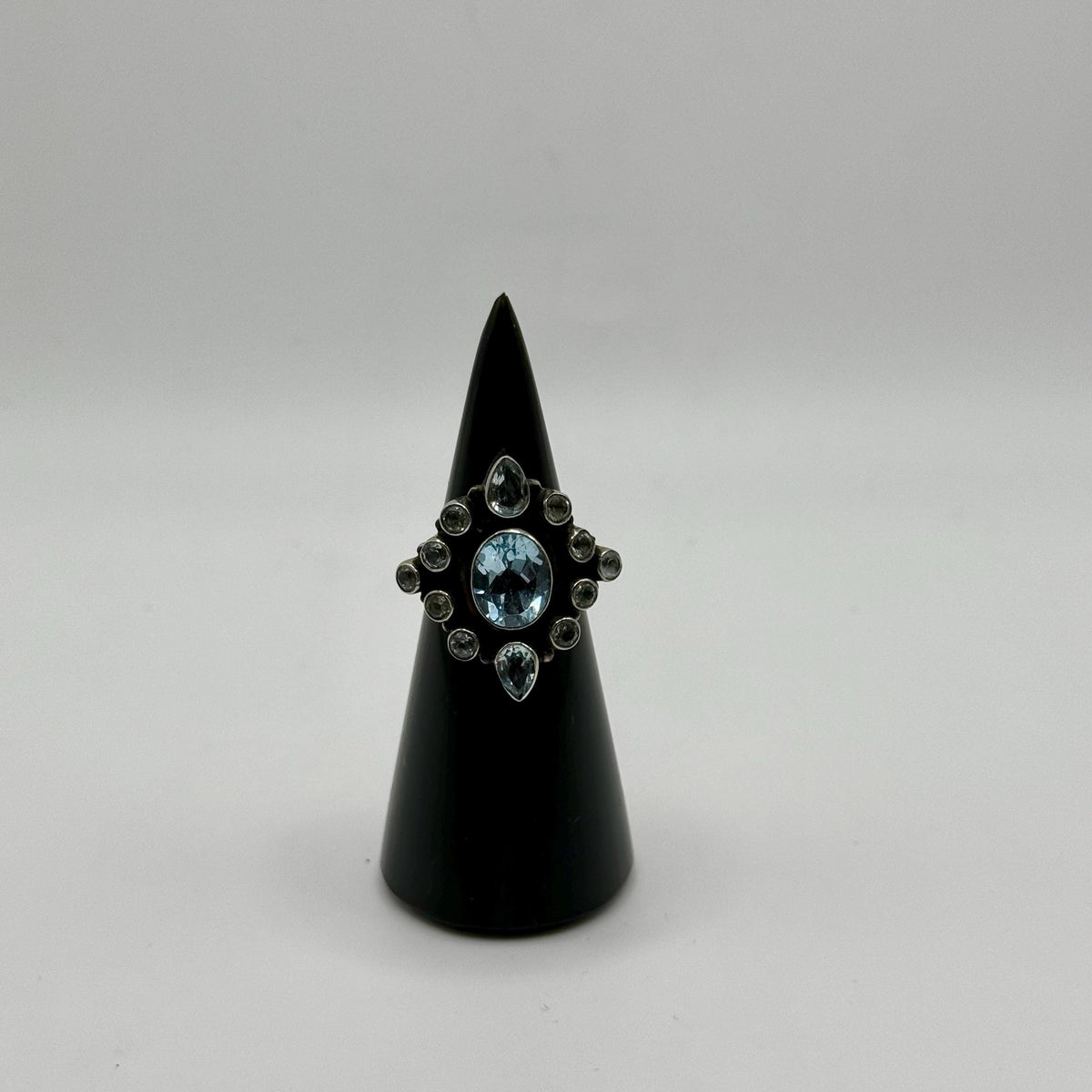 Sterling Silver Blue Topaz Teardrop Ring, December Birthstone, Statement Topaz Jewelry (size 6)
