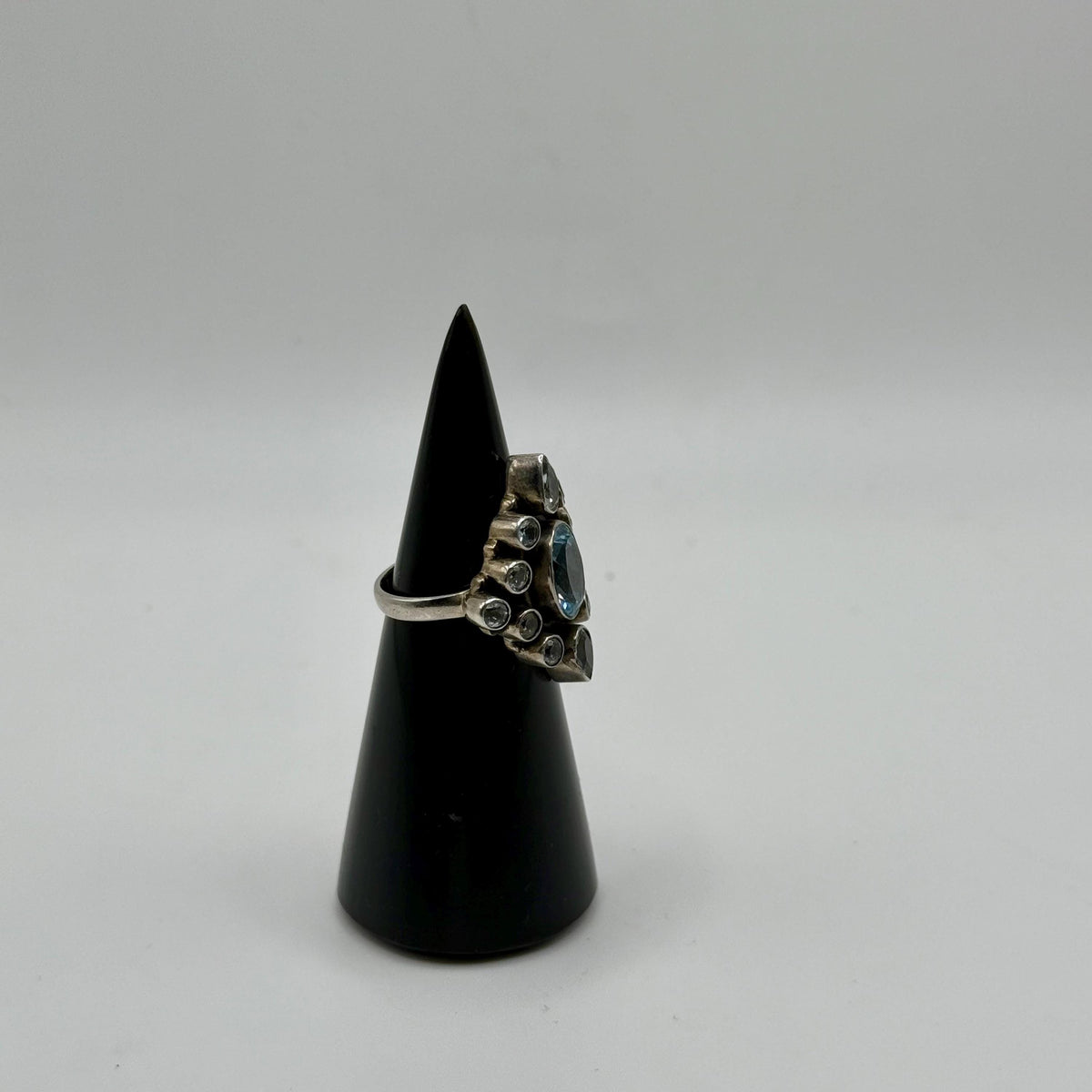 Sterling Silver Blue Topaz Teardrop Ring, December Birthstone, Statement Topaz Jewelry (size 6)