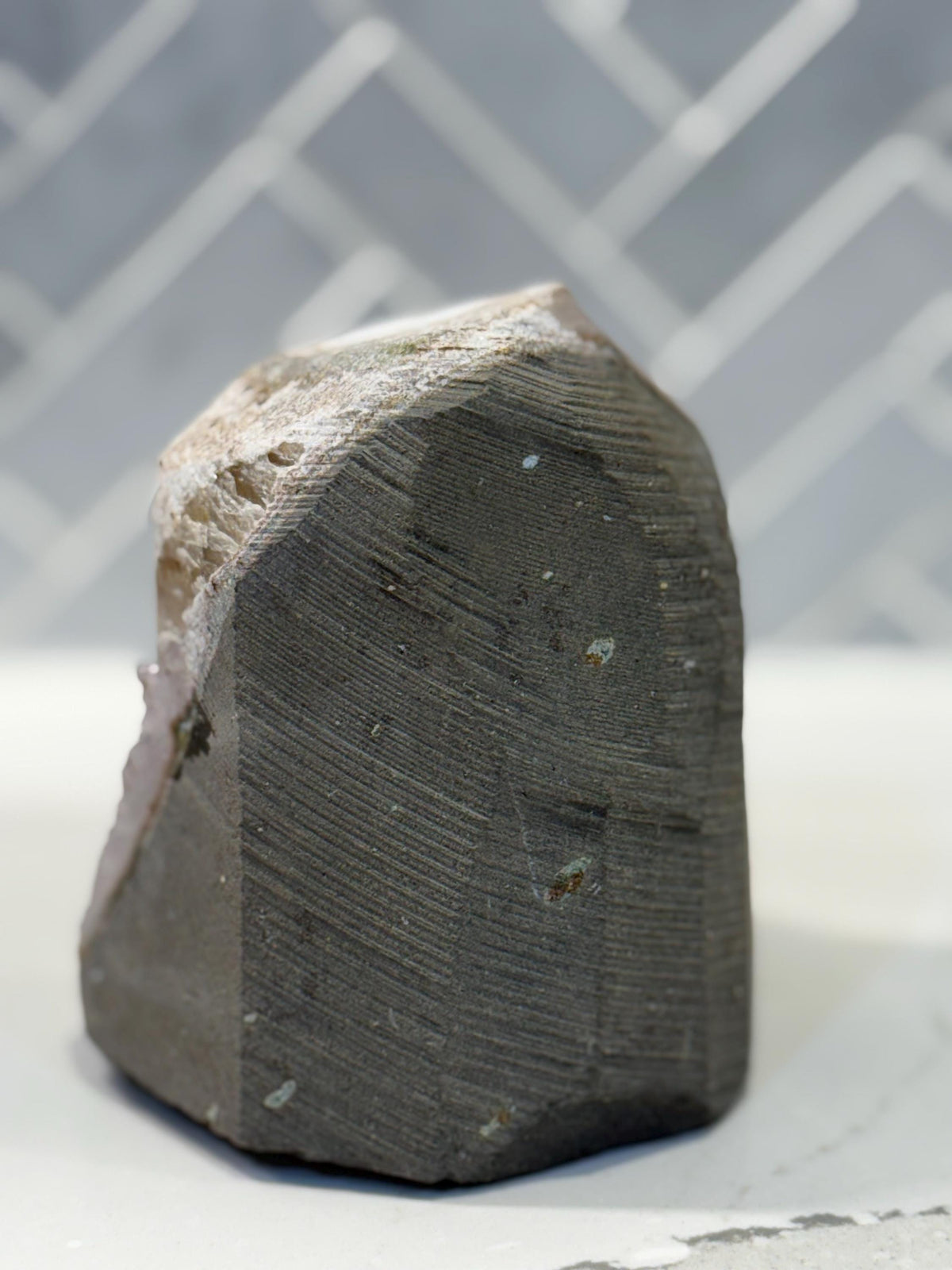 Purple Amethyst Calcite Cluster, Raw Crystal Cut Base, Healing Stone, Druzy Specimen, Home Decor