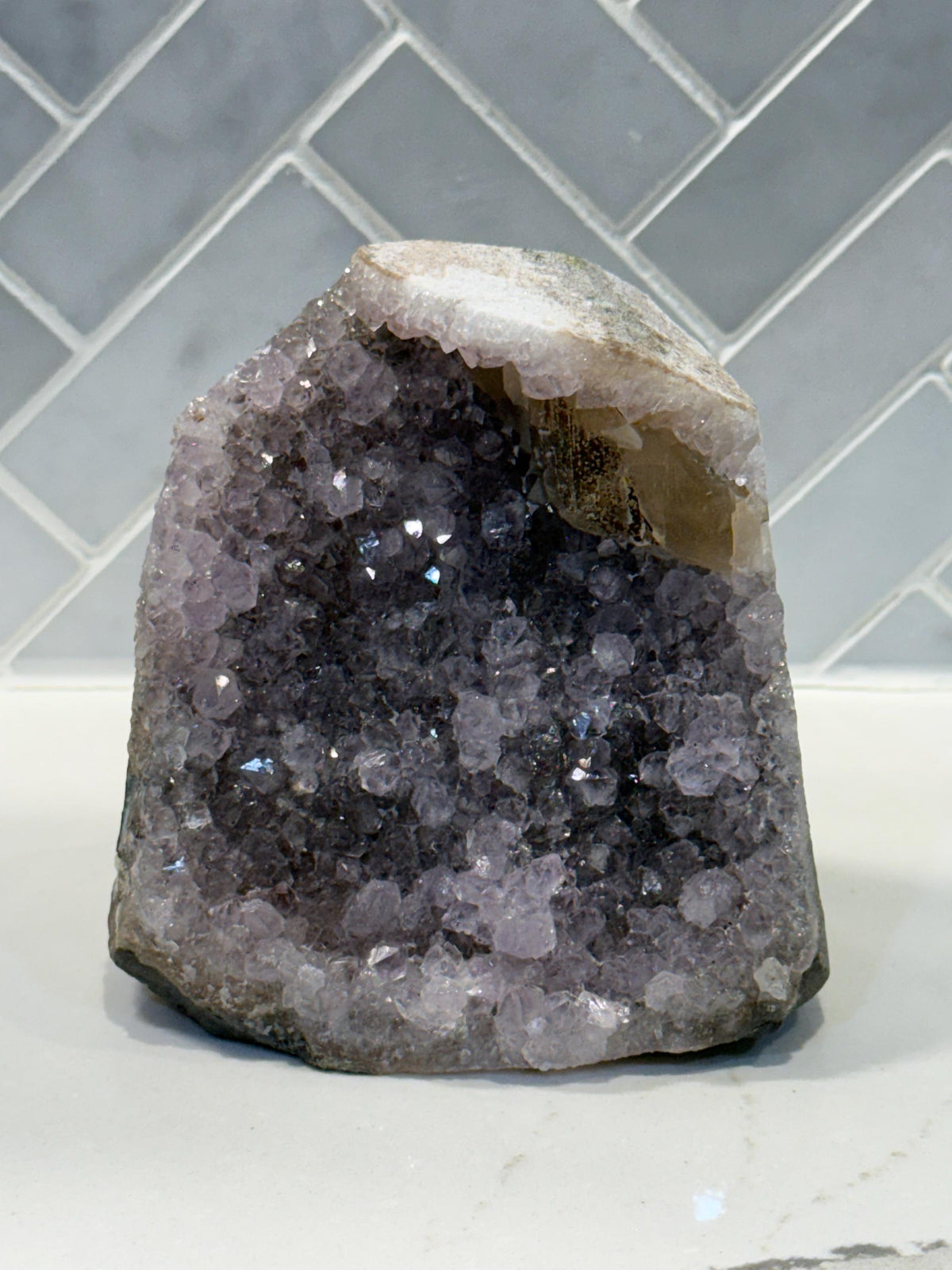 Purple Amethyst & Calcite Cut Base, Large Raw Amethyst Cluster, Healing Crystal, Spiritual Decor, Unique Gift Idea, Crystal Collector, Reiki