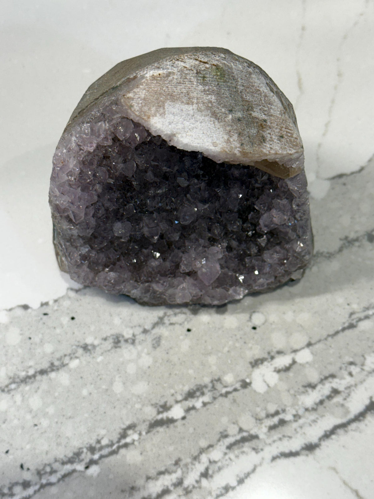 Purple Amethyst Calcite Cluster, Raw Crystal Cut Base, Healing Stone, Druzy Specimen, Home Decor