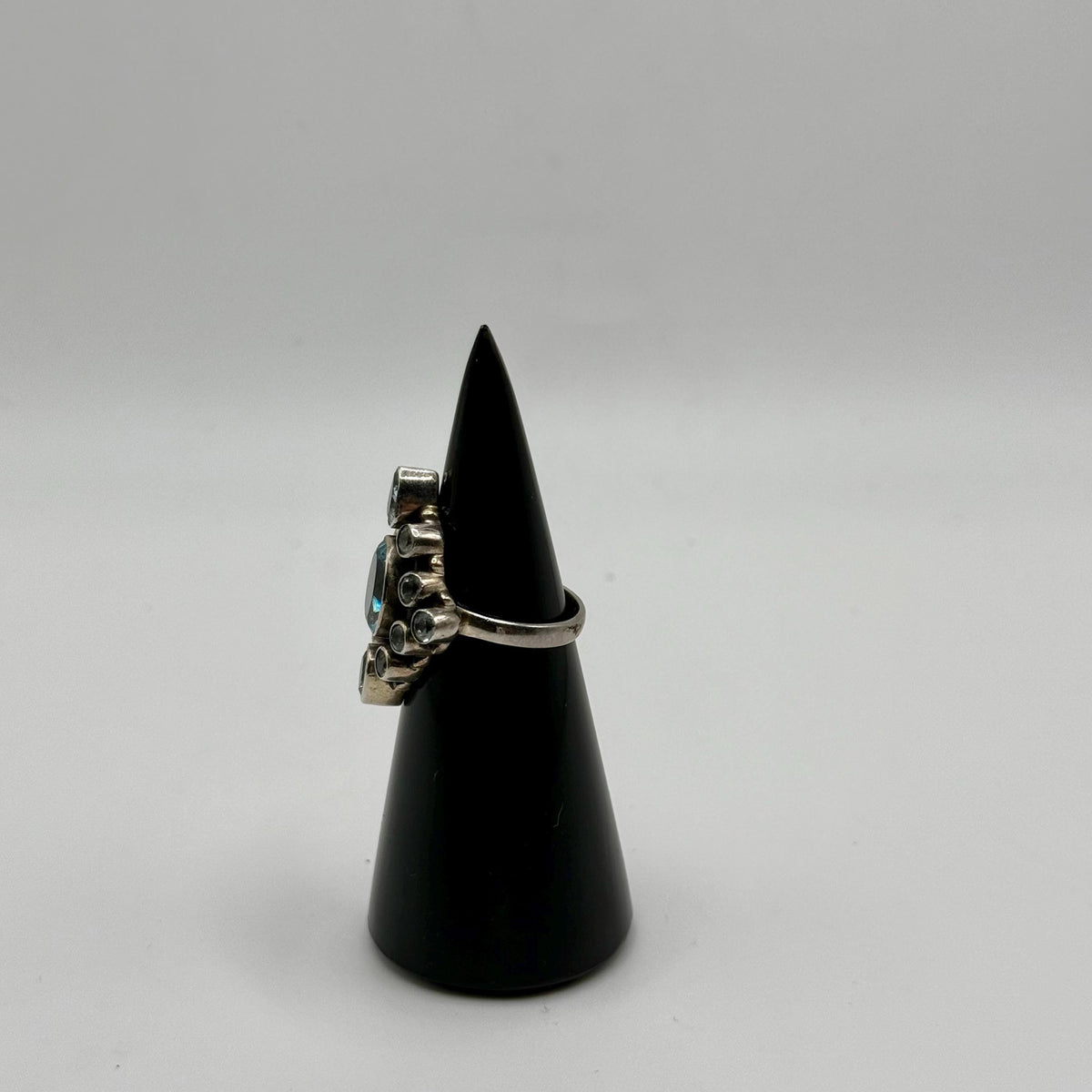 Sterling Silver Blue Topaz Teardrop Ring, December Birthstone, Statement Topaz Jewelry (size 6)