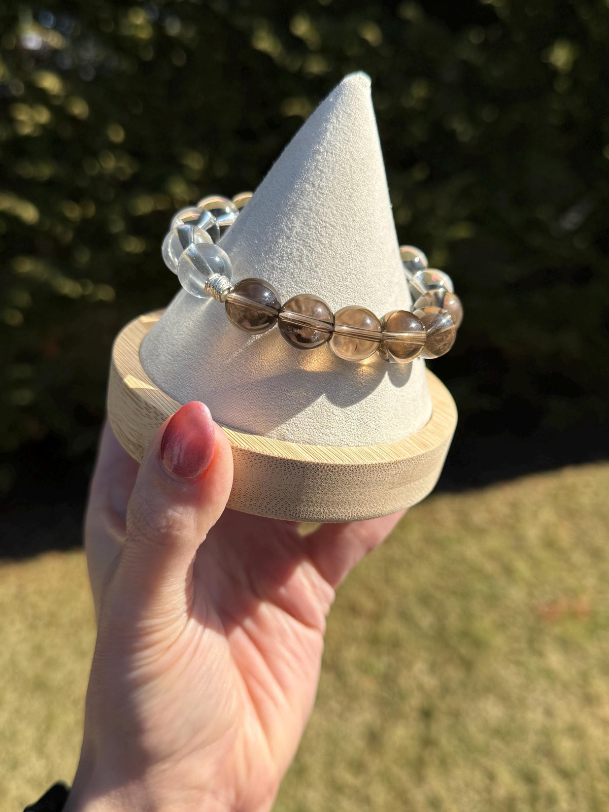 clear and smoky quartz crystal bracelet, quartz bracelet, crystal bracelets