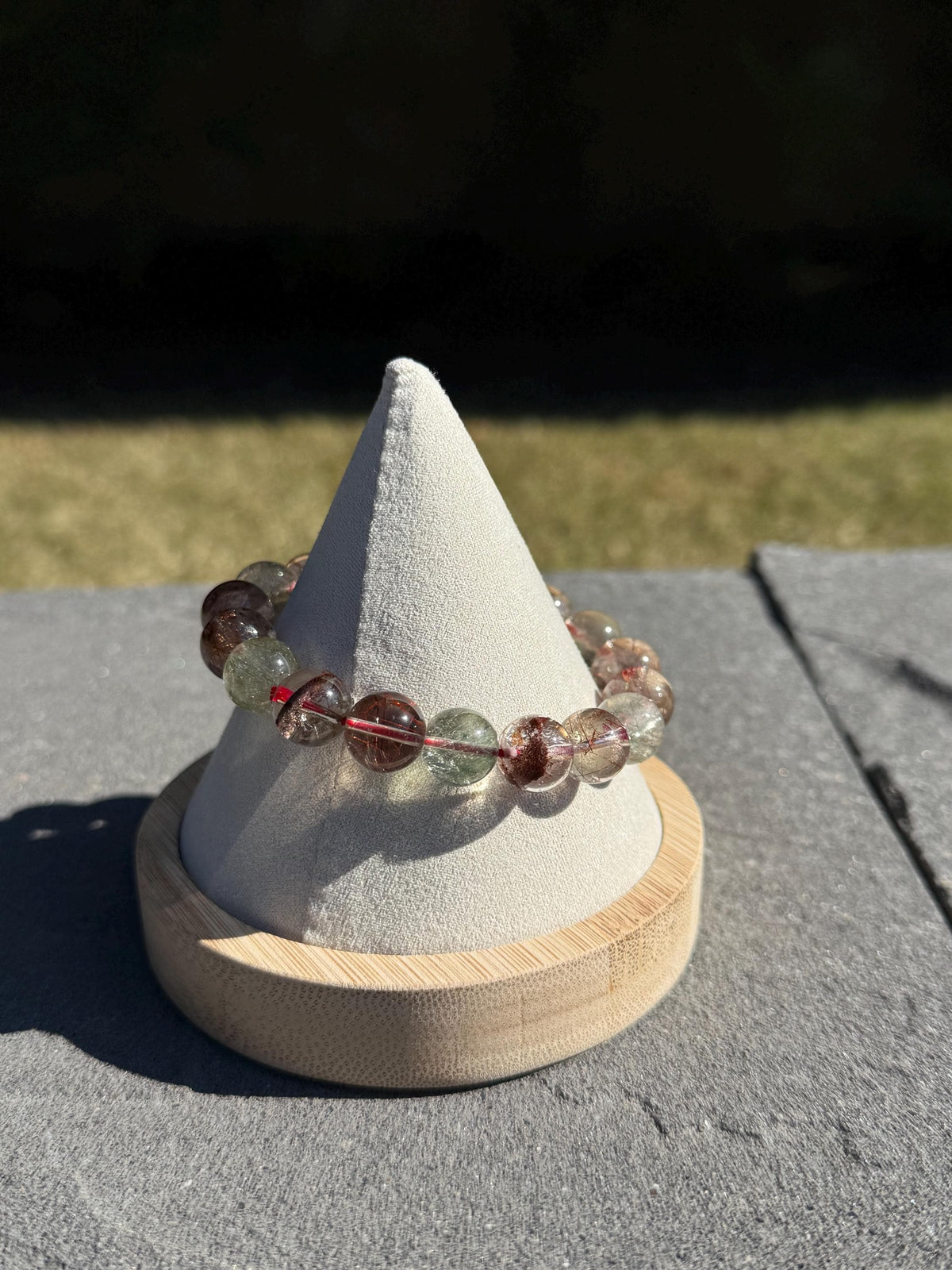 Garden Quartz 11.5MM High Quality Crystal Bracelet, Chlorite Included Quartz, Healing Stone Jewelry, Spiritual Energy Bracelet, Lodolite, Reiki Energy Stone