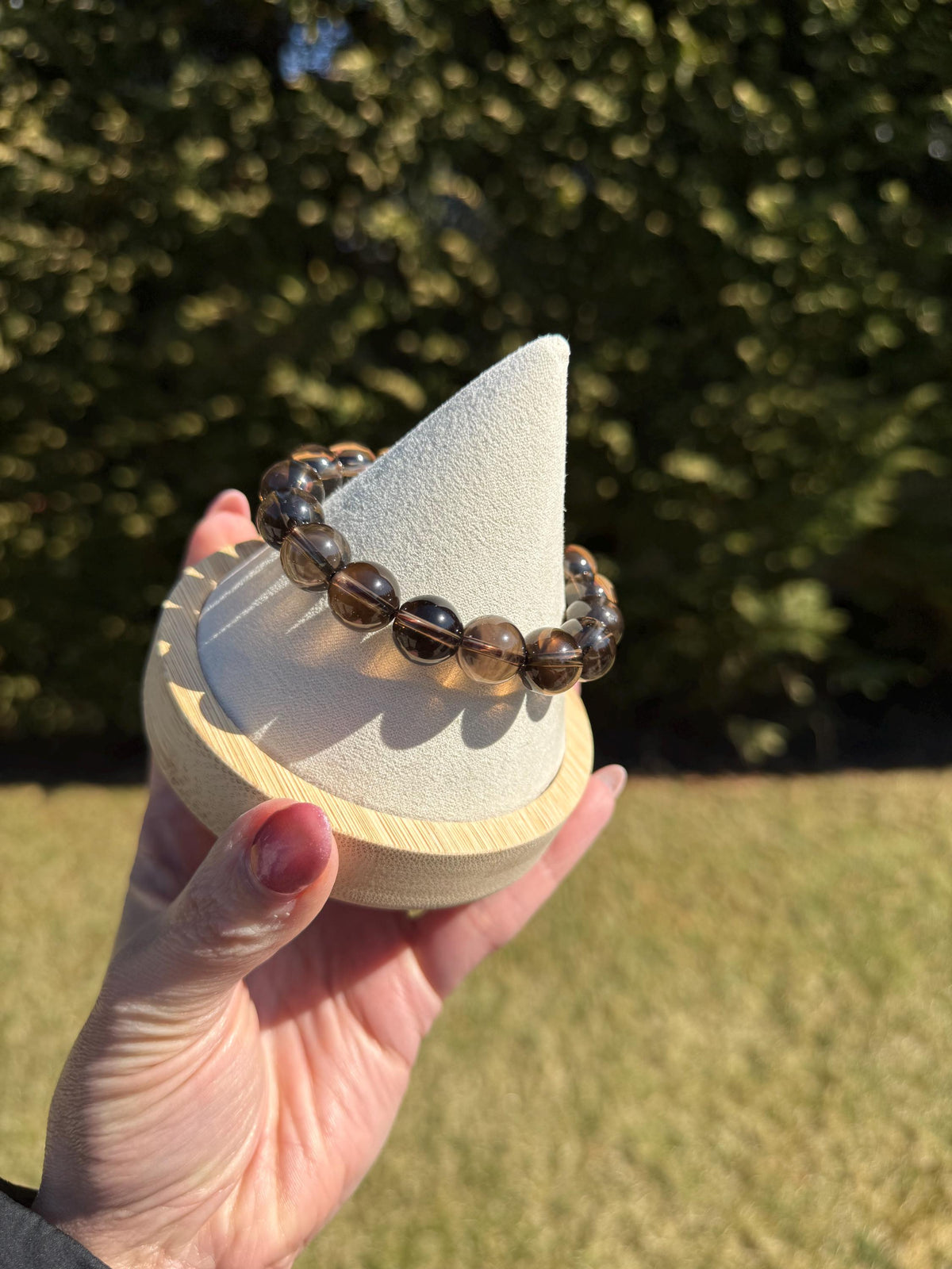 Smoky Quartz Beaded Bracelet • 12mm Natural Crystal • Grounding Stone • Healing Bracelet • Protection Jewelry