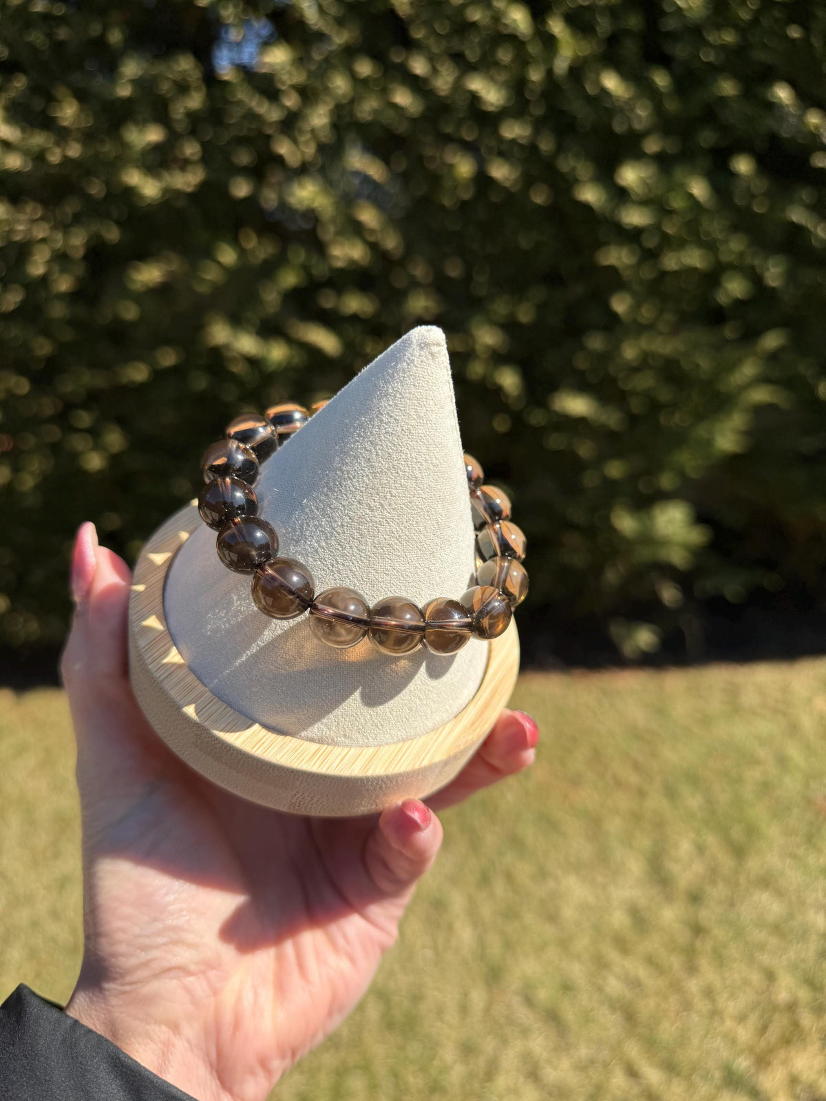 Smoky Quartz 12MM Beaded Crystal Bracelet, Healing Stone Jewelry, Protection Bracelet, Grounding Energy, Gift for Her, Quartz Jewelry, Reiki