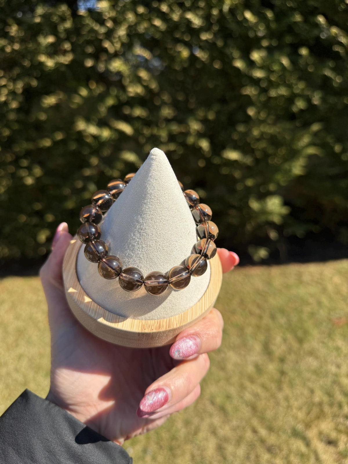 Smoky Quartz Beaded Bracelet • 12mm Natural Crystal • Grounding Stone • Healing Bracelet • Protection Jewelry
