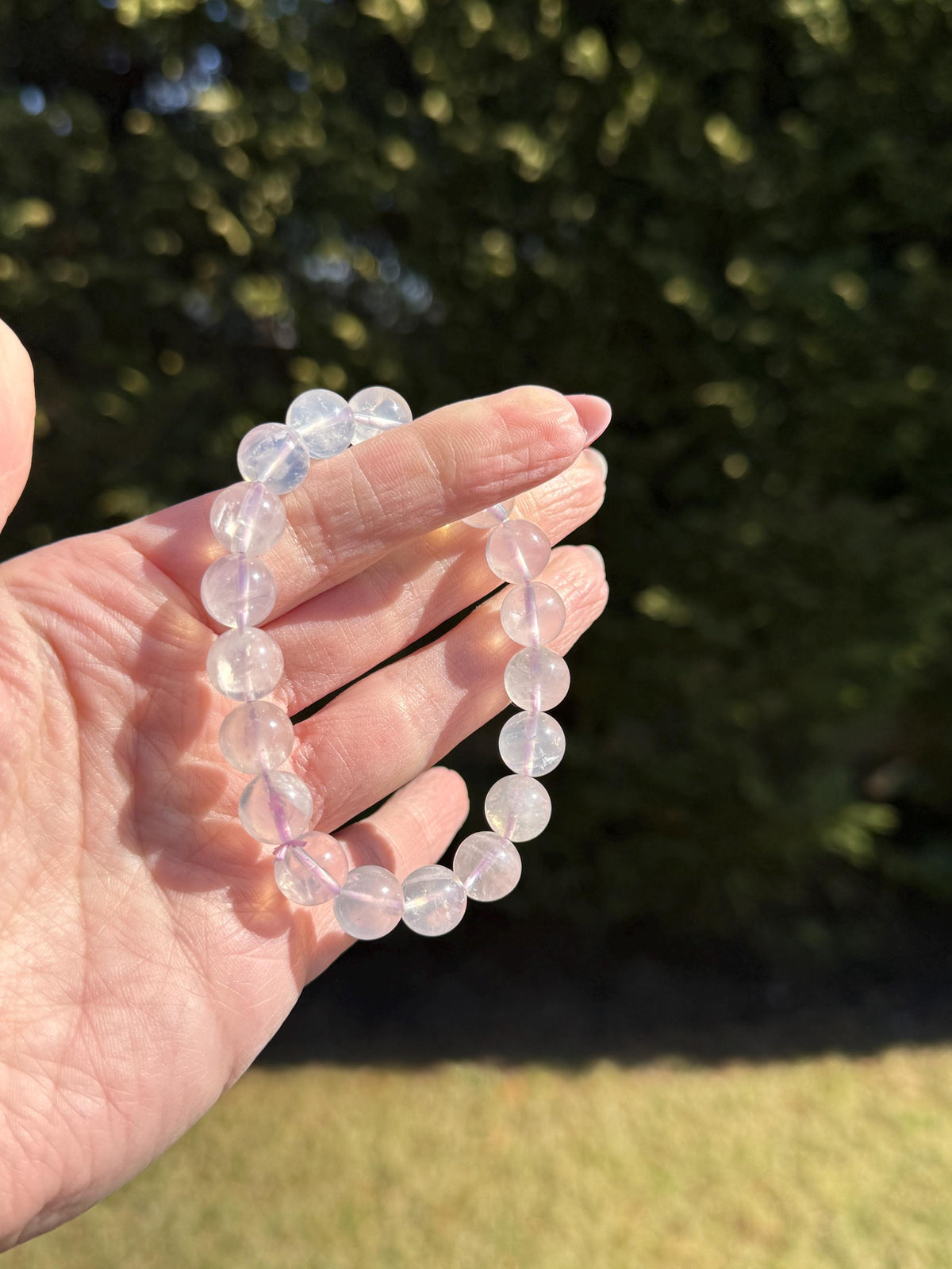 Rose Quartz Crystal Stretch Beaded Bracelet • Love Stone Heart Chakra Jewelry (10mm)